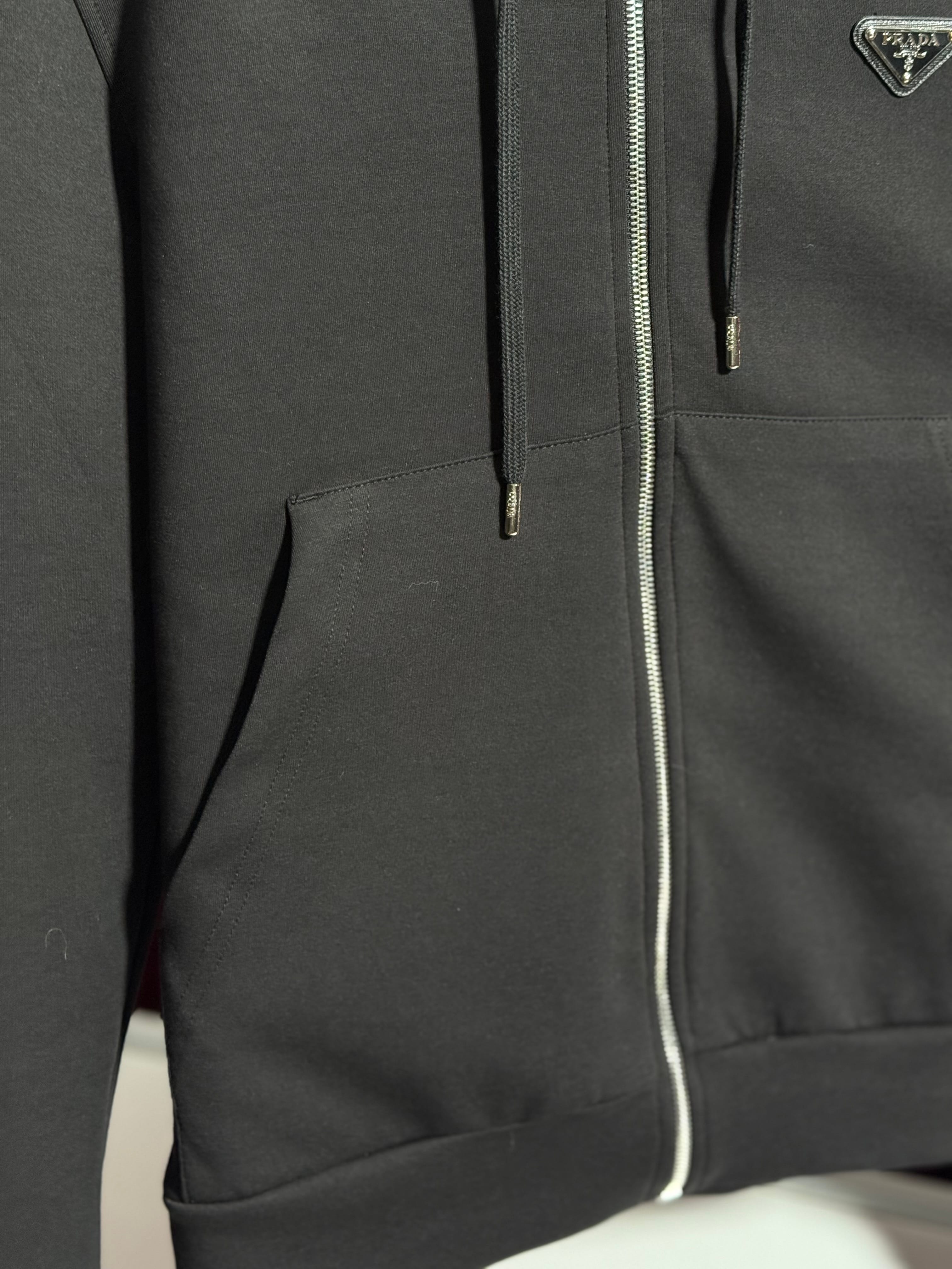 Tam Fermuarlı Metal Logo Detaylı Siyah Erkek Sweatshirt