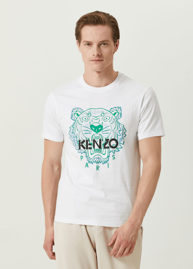 Kaplan Logo Detaylı Beyaz Erkek T-shirt NW