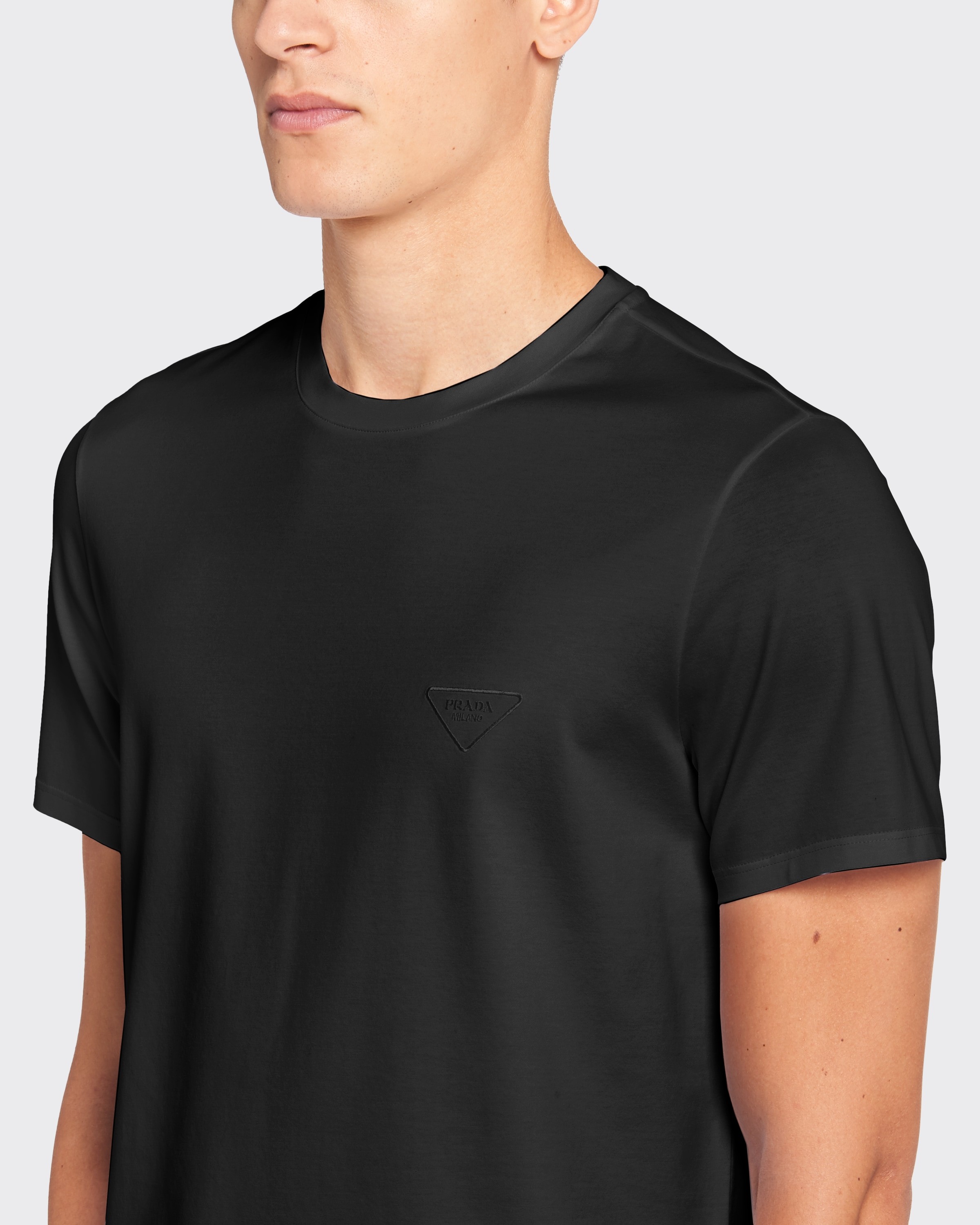 İthal Merserize Siyah Logo Detaylı T-shirt