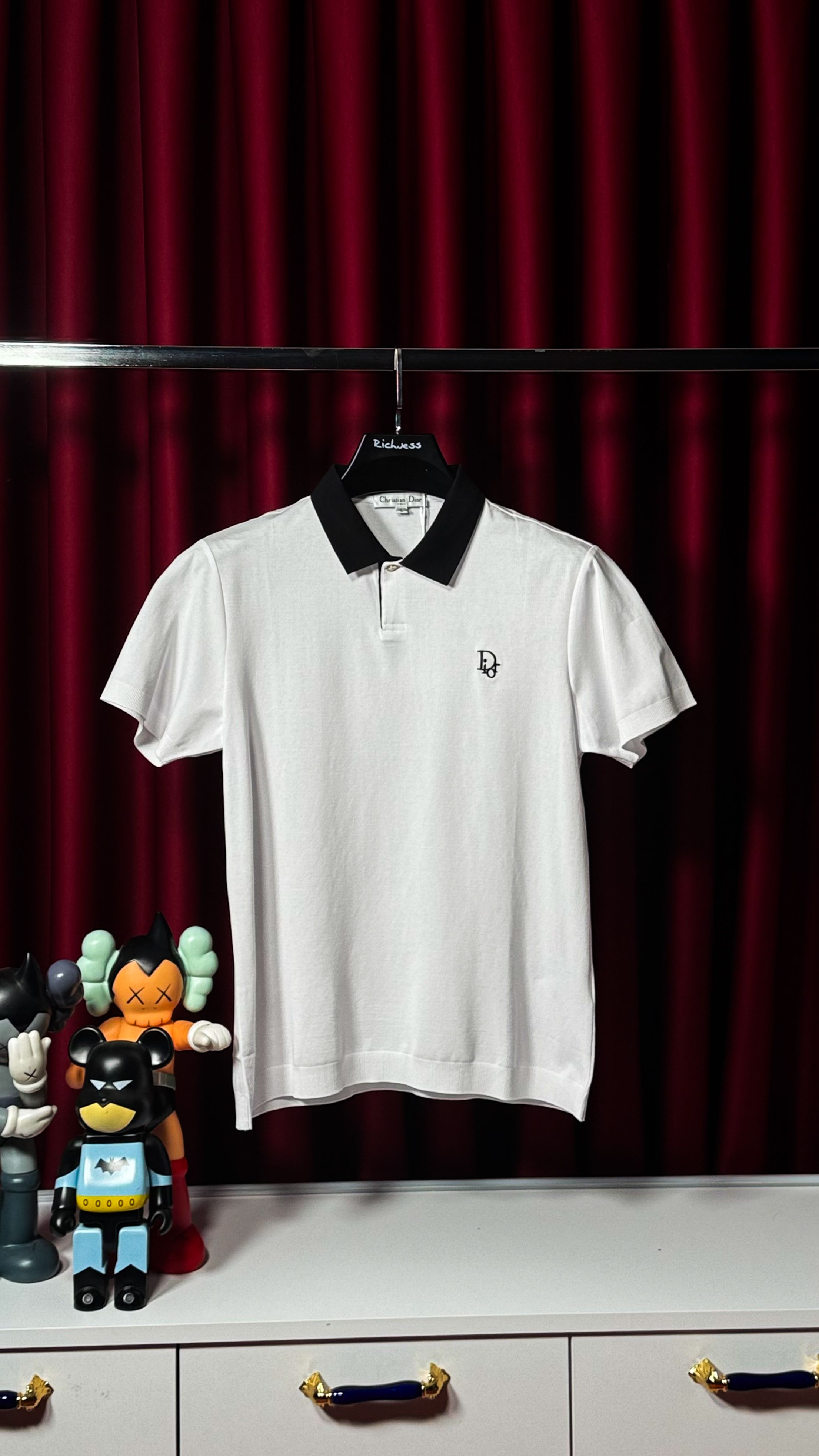 İthal Nakış Logo Detaylı Beyaz Polo Yaka T-shirt