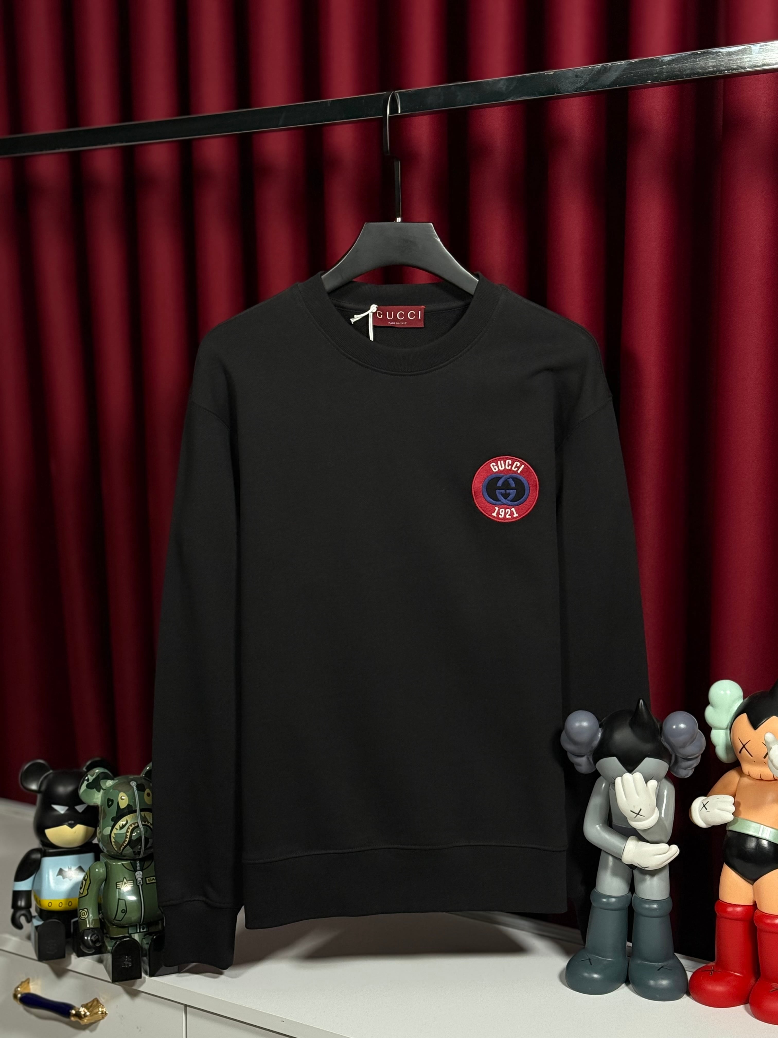 1921 Nakış Logo Detaylı Siyah Erkek Sweatshirt
