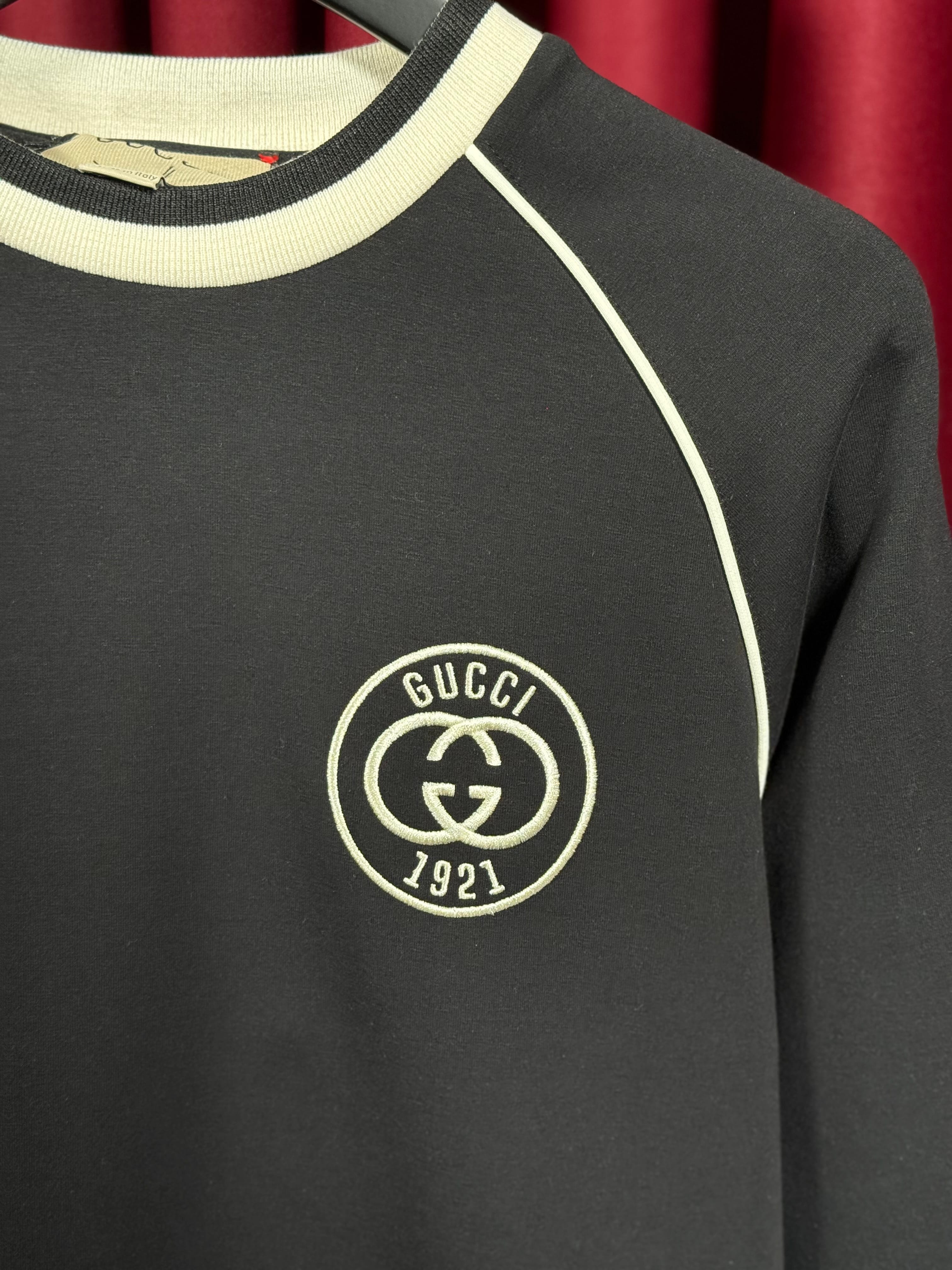1921 Nakış Logo Detaylı Siyah Erkek Sweatshirt