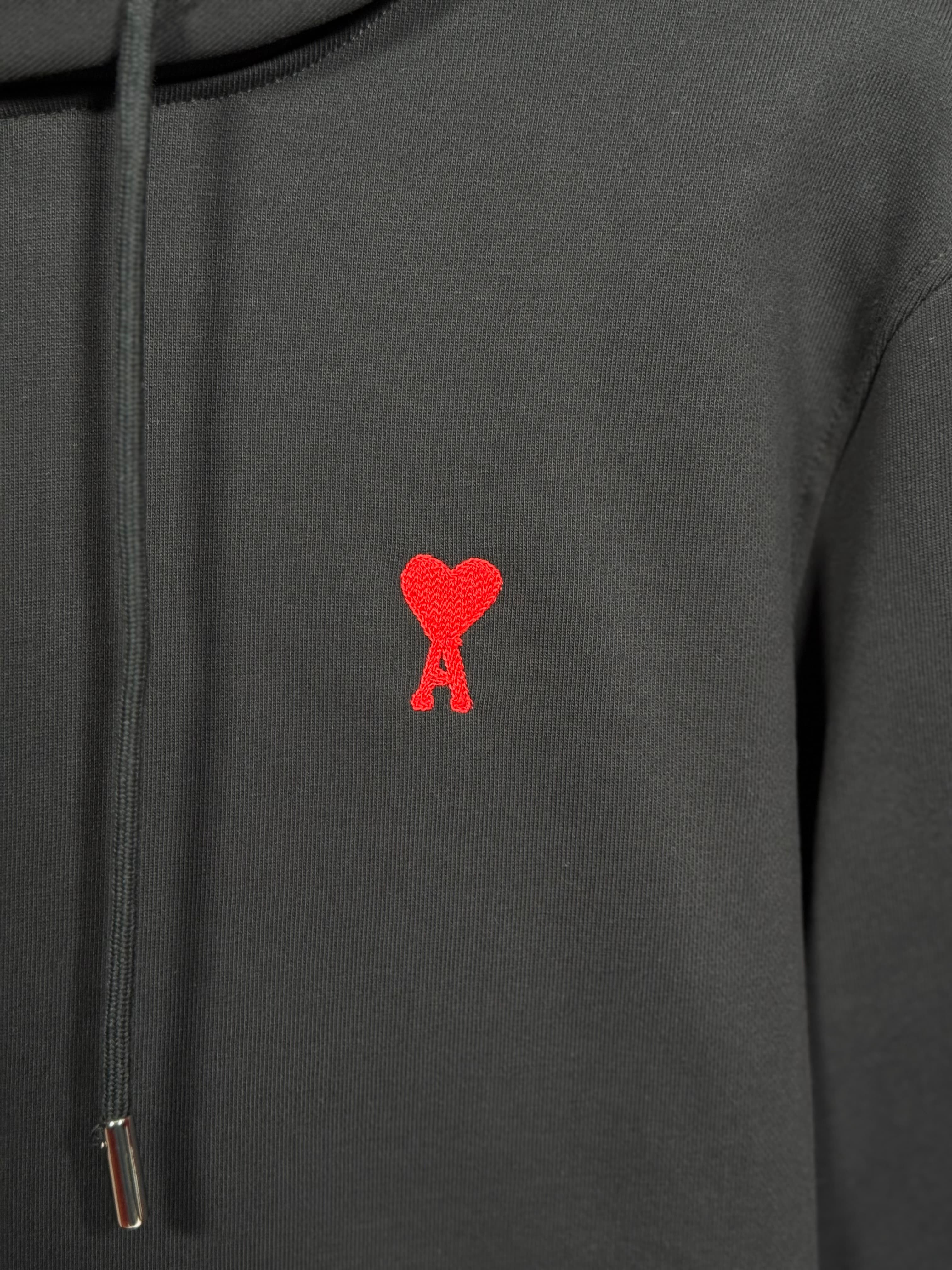 Kalp Logo Detaylı Siyah Erkek Kapşonlu Sweatshirt