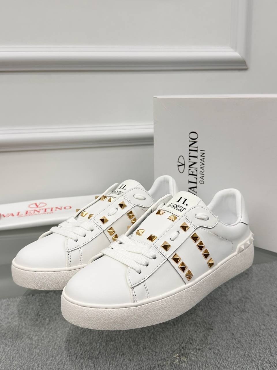 Gold Taş Detaylı Beyaz Erkek Deri Sneaker