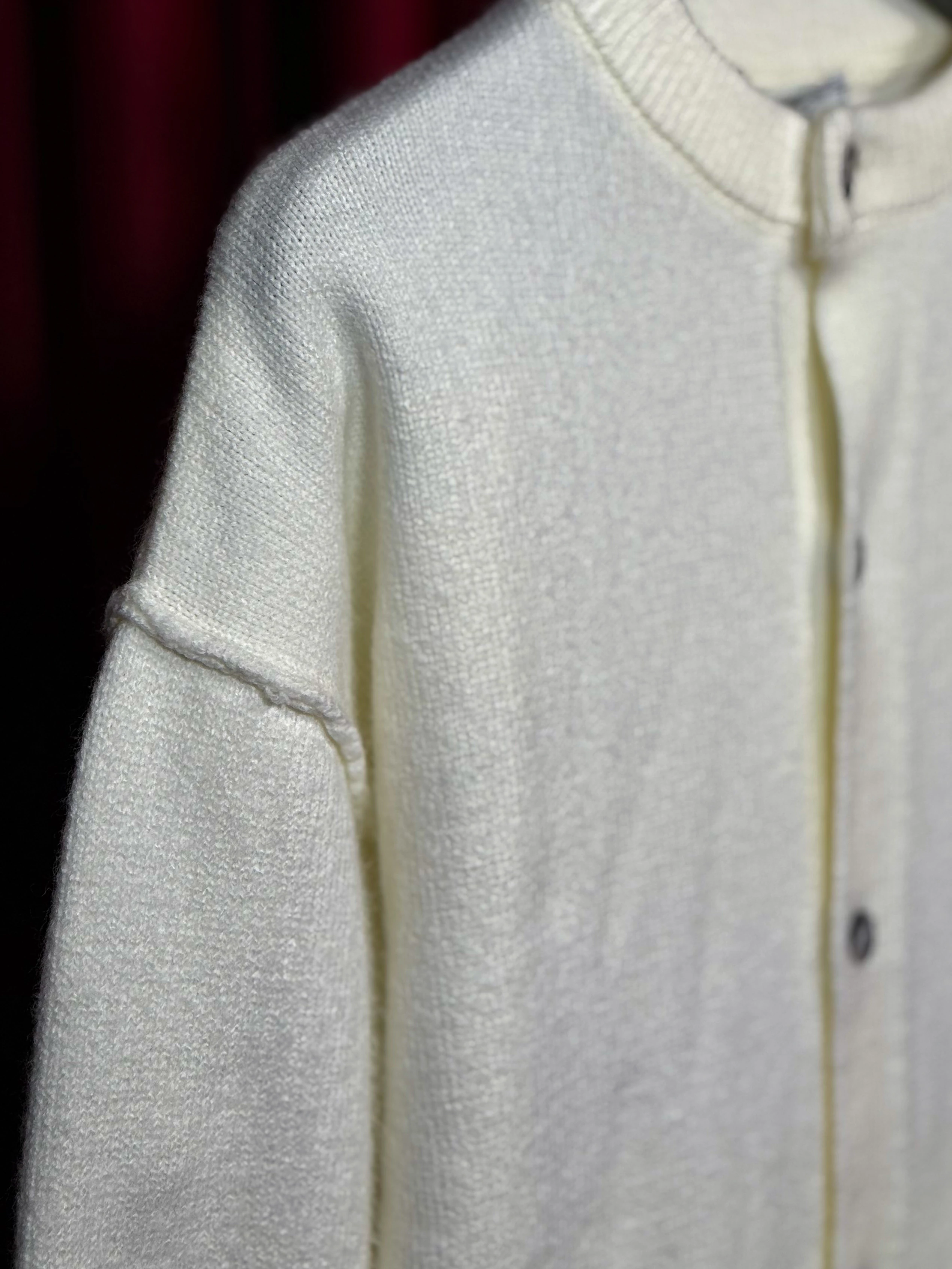 Erkek Açık Krem Oversize Hırka - A Patch Detaylı