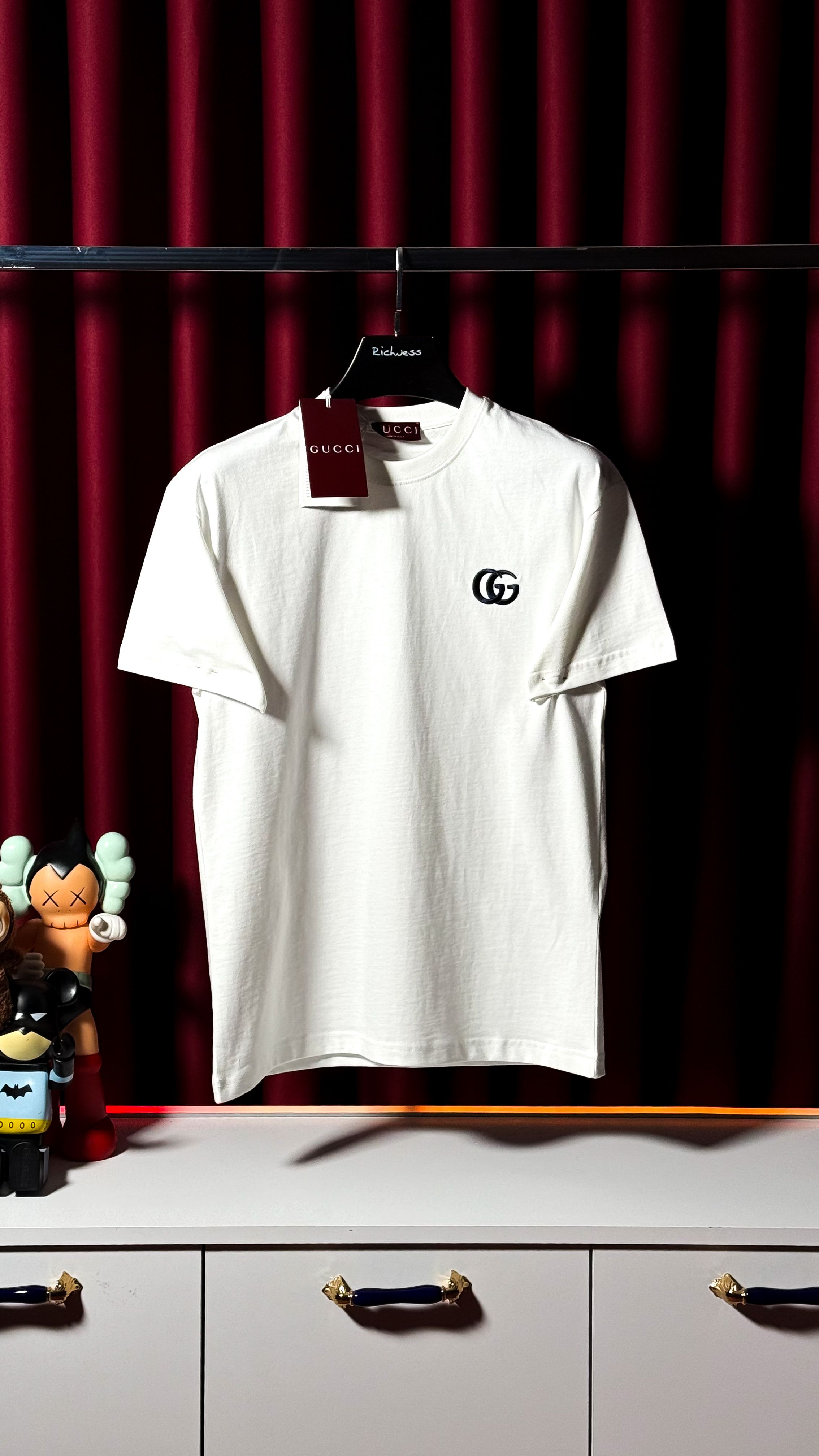 GG Nakış Logo Detaylı Beyaz Erkek T-shirt