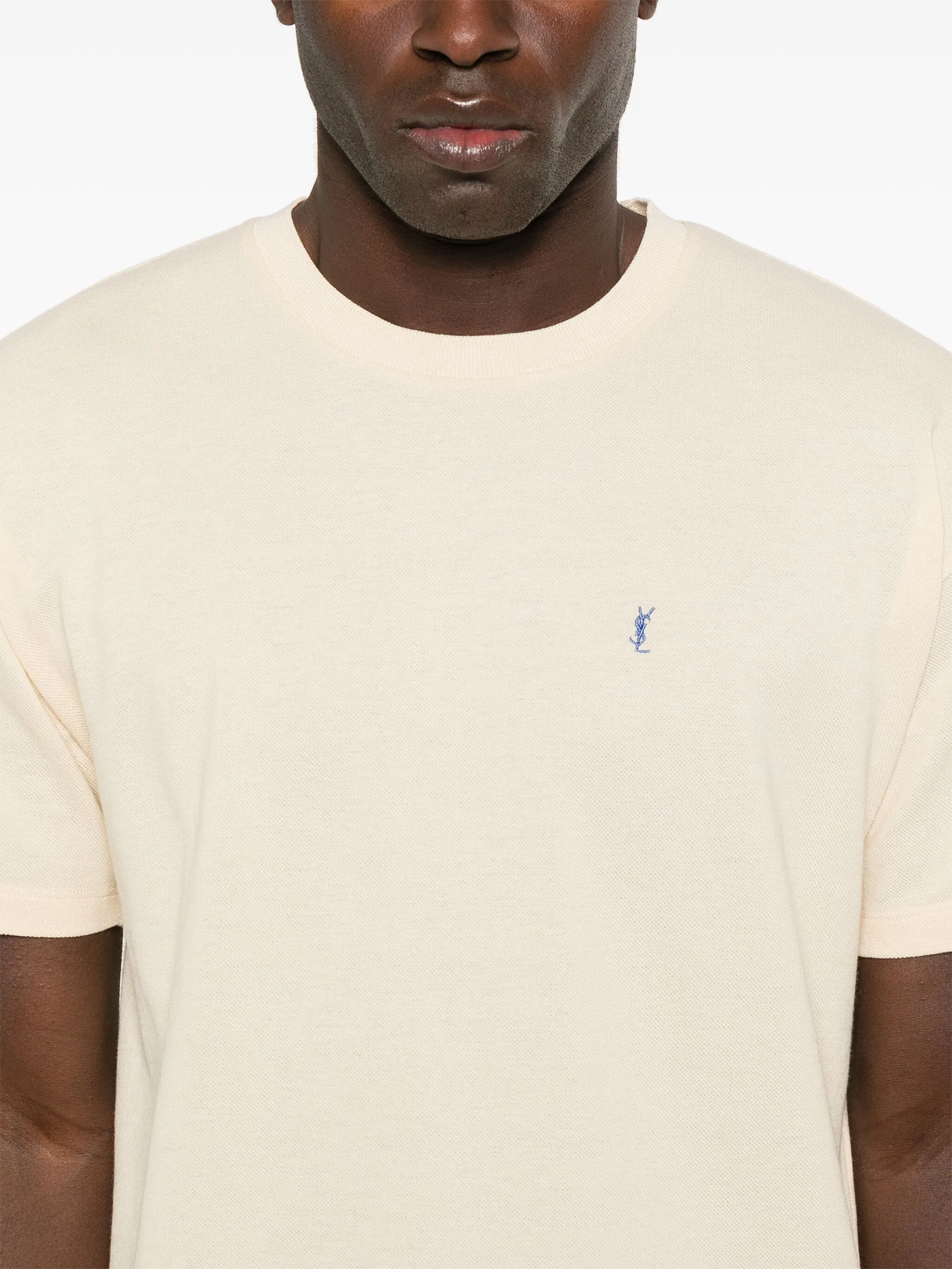Nakış Logo Detaylı Bej Erkek T-shirt