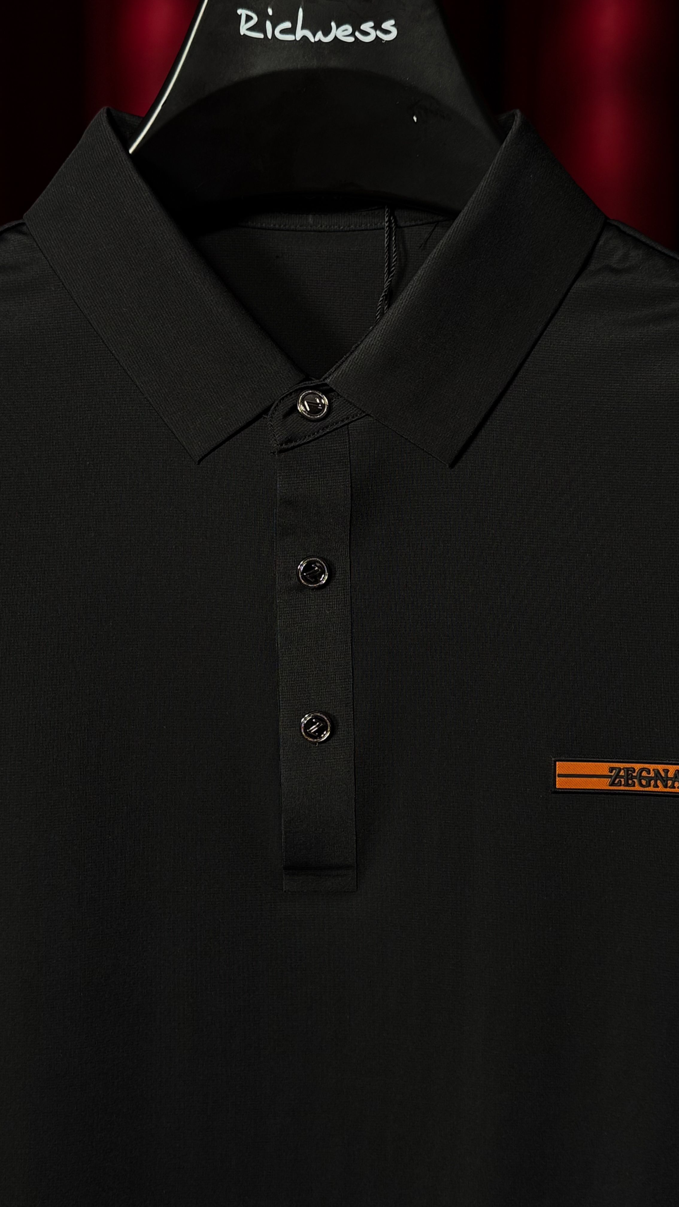 İthal Nakış Logo Detaylı Siyah Polo Yaka T-shirt