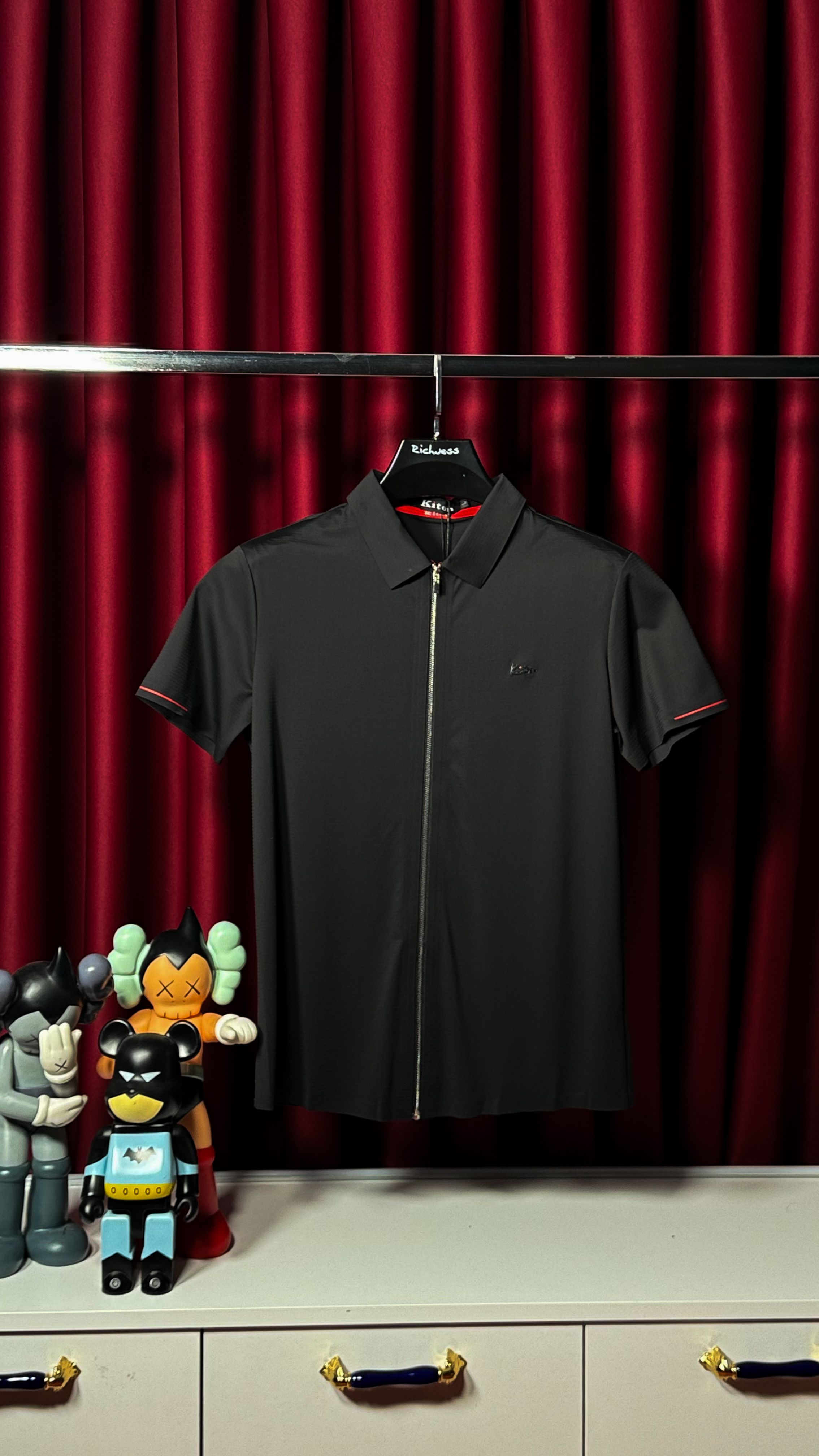 İthal Baskı Logo Detaylı Siyah Polo Yaka T-shirt