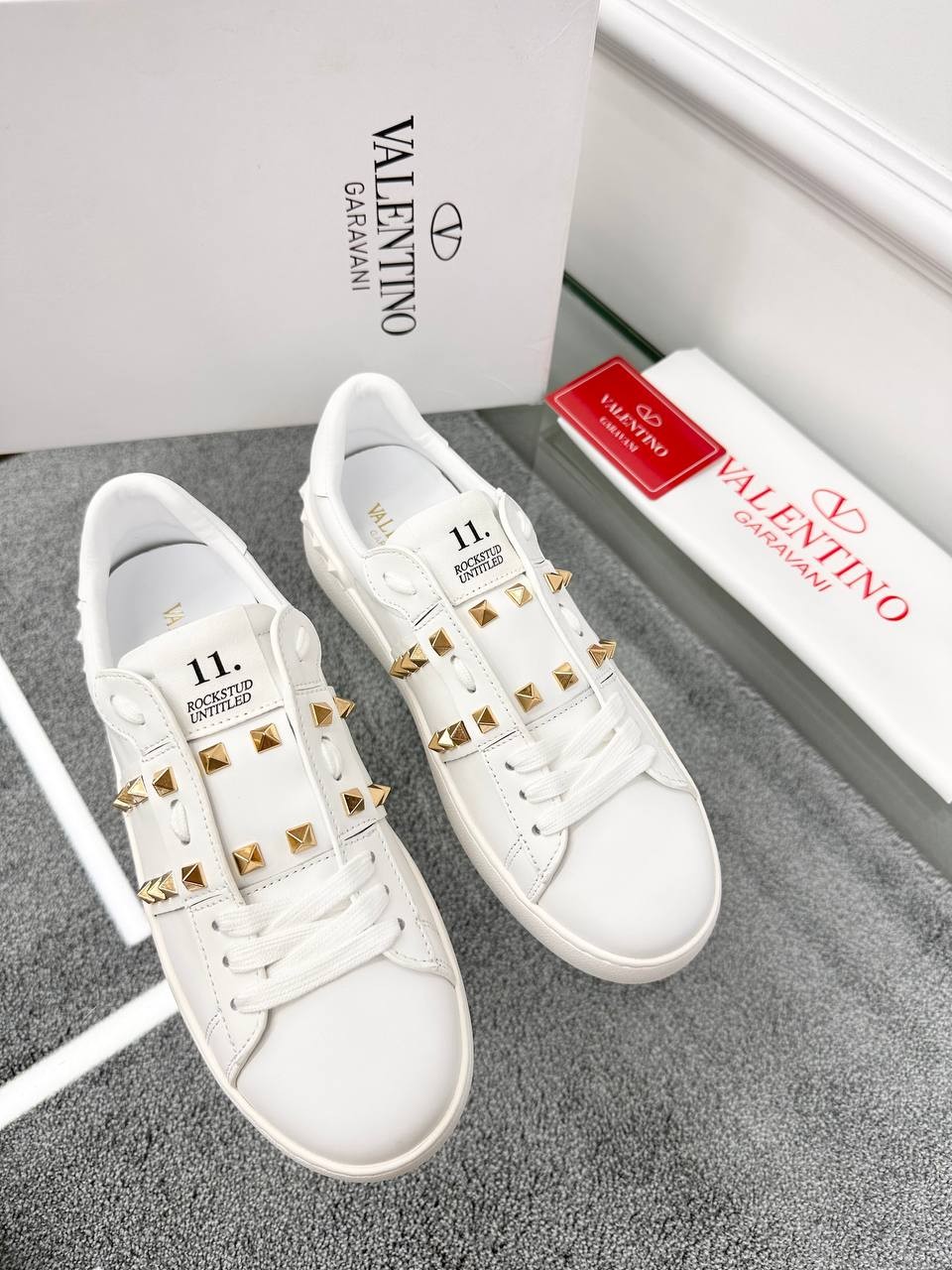 Gold Taş Detaylı Beyaz Erkek Deri Sneaker
