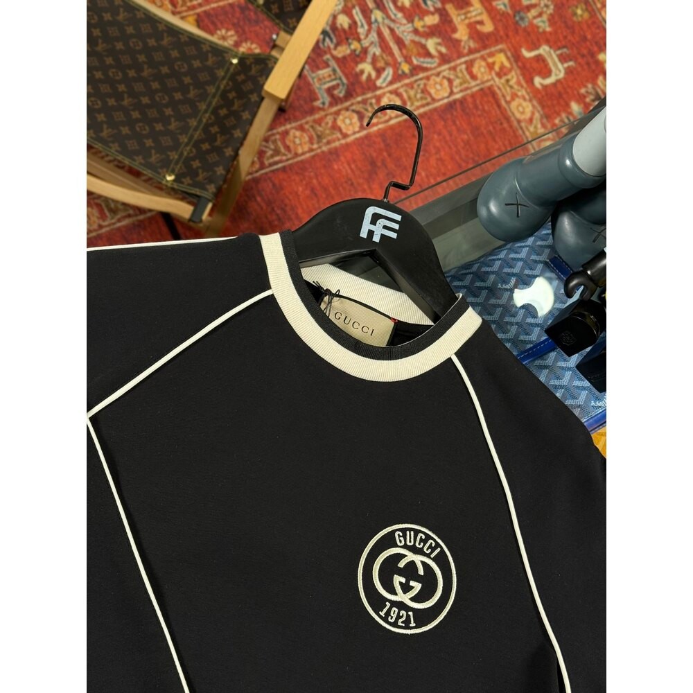 1921 Nakış Logo Detaylı Siyah Erkek Sweatshirt