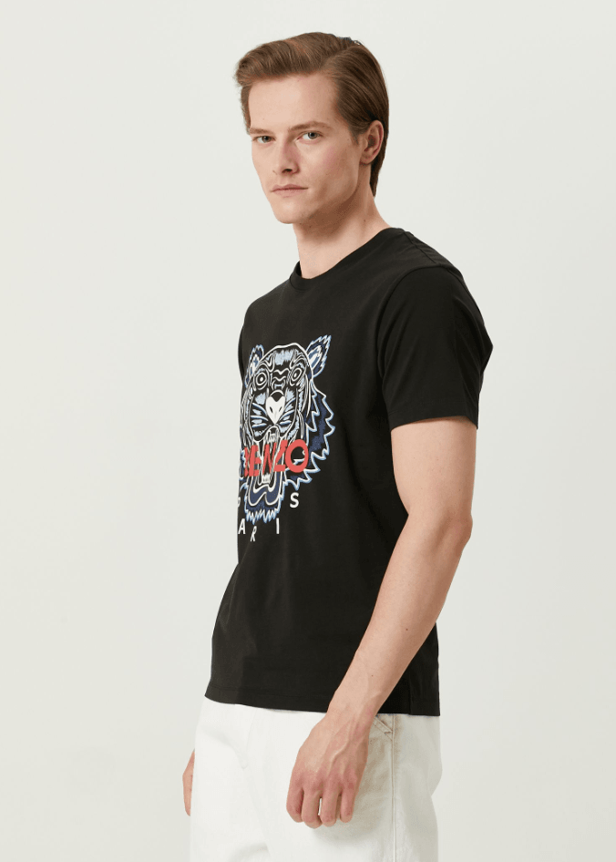 Kaplan Logo Detaylı Siyah Erkek T-shirt NW