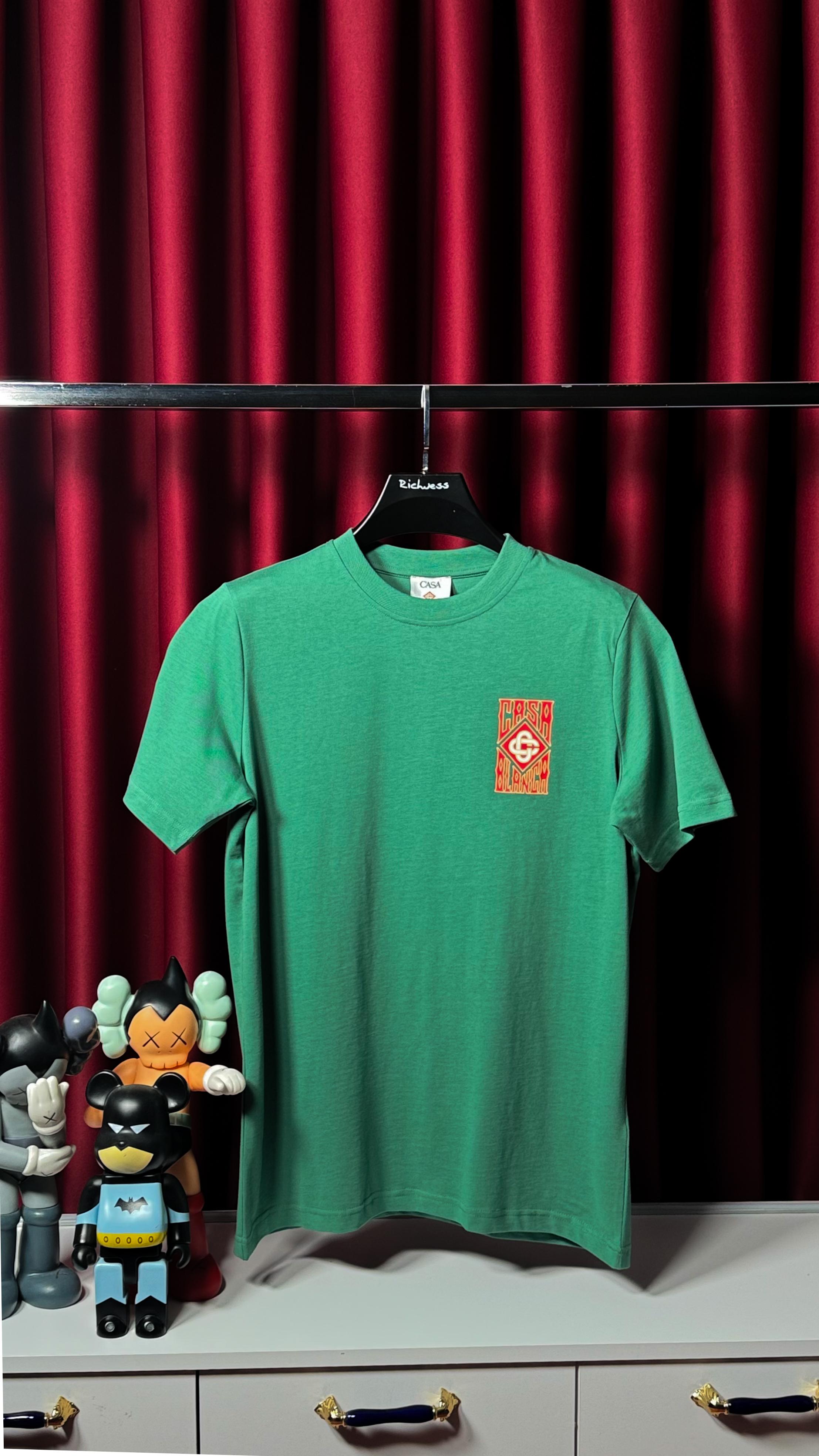 Ön Ve Arka Logo Detaylı Yeşil Erkek T-shirt