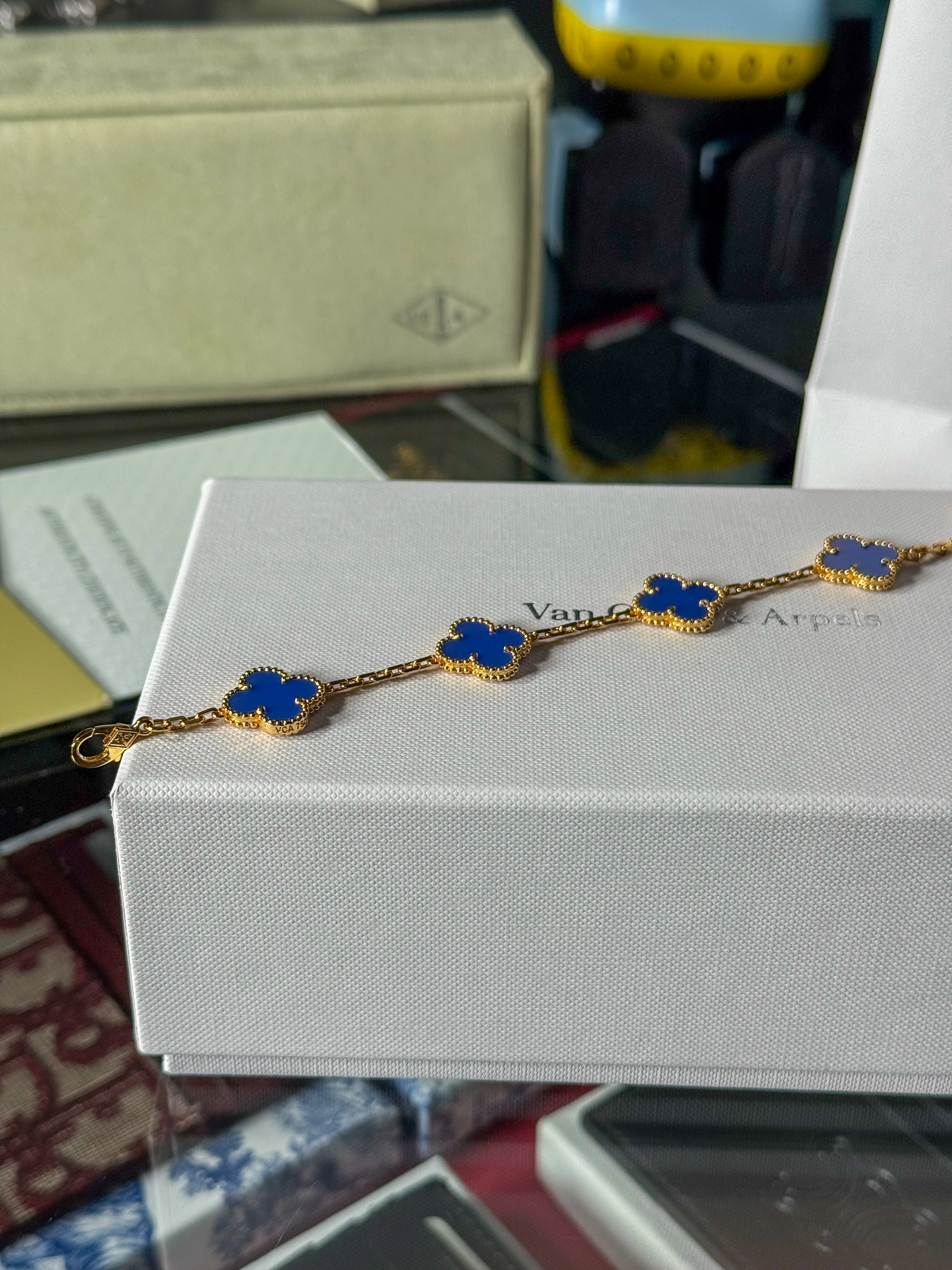 Gold Mavi Taşlı Unisex Bileklik