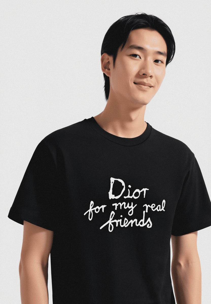 Nakış Yazı Detaylı Siyah Erkek T-shirt NW