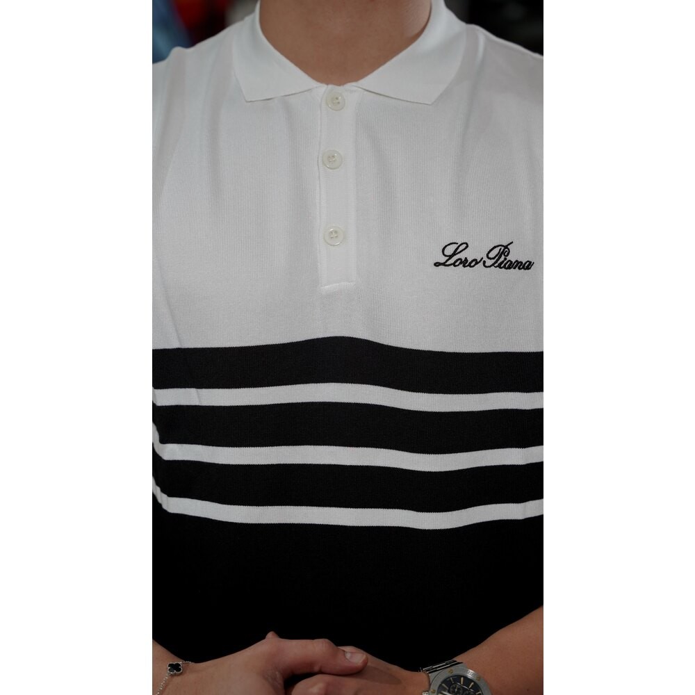 Yatay Çizgili Erkek Triko Polo T-shirt