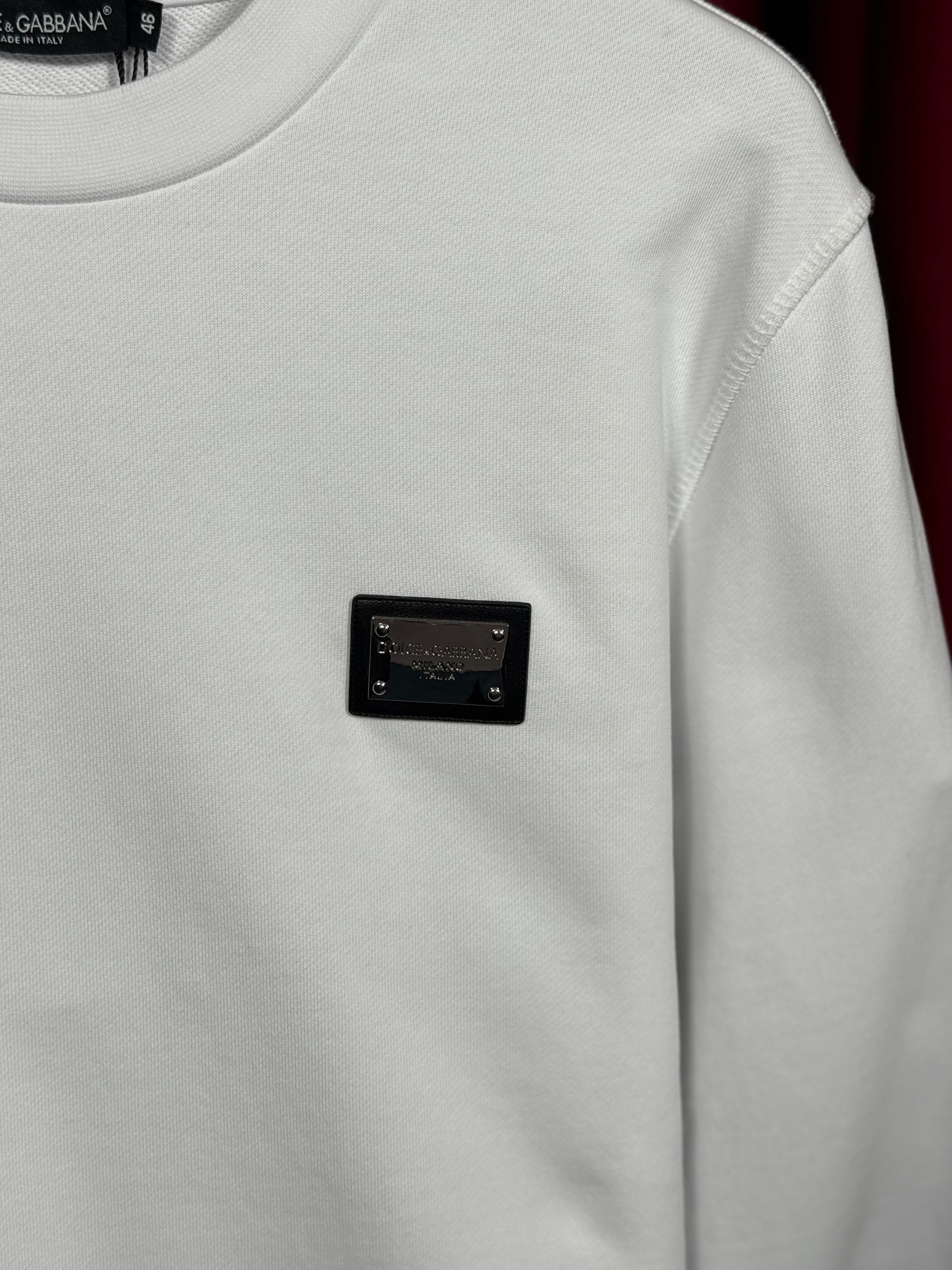 Metal Plaka Logo Detaylı Beyaz Erkek Sweatshirt