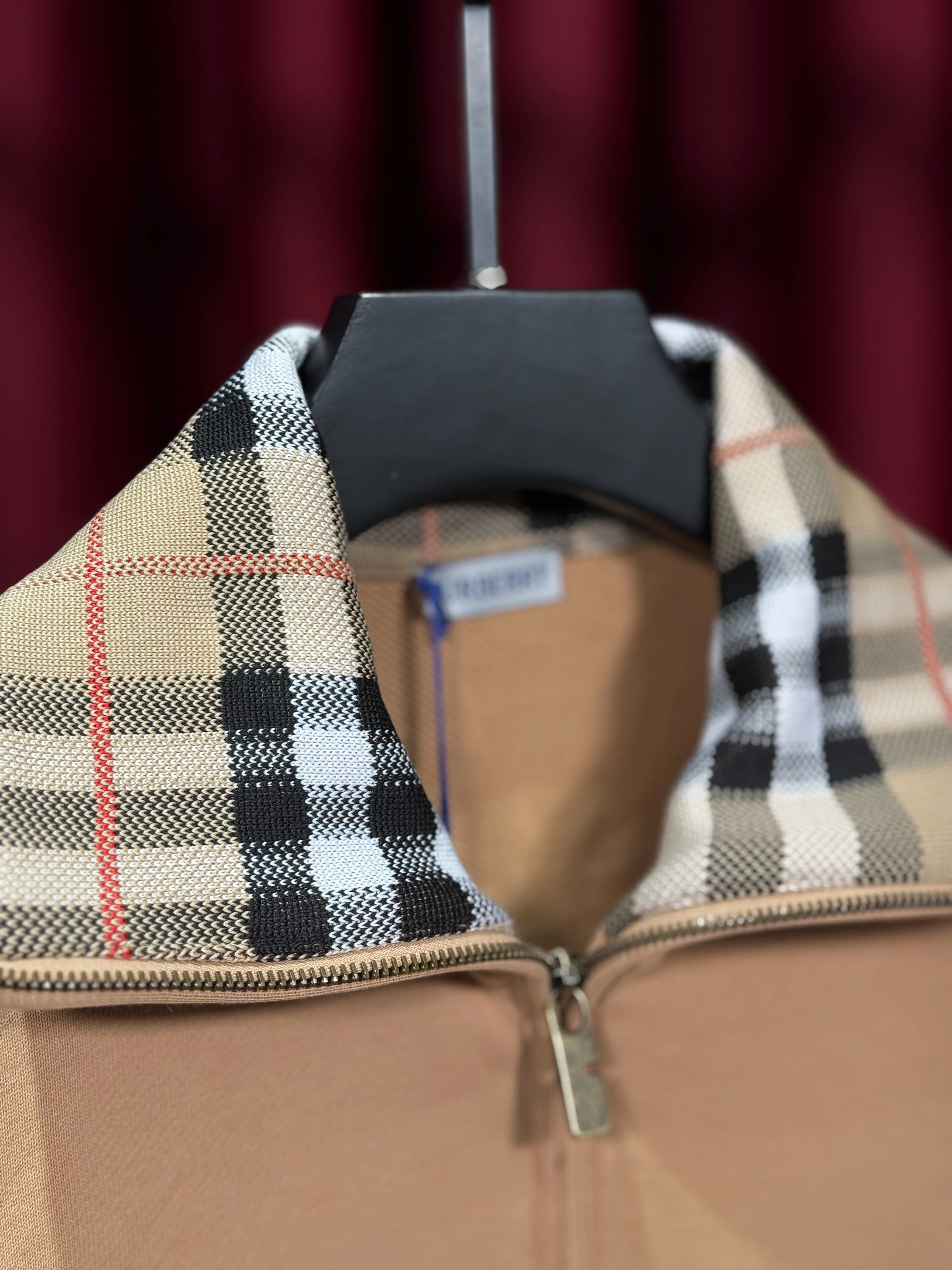 Ekose Desenli Yarım Fermuarlı Sweatshirt