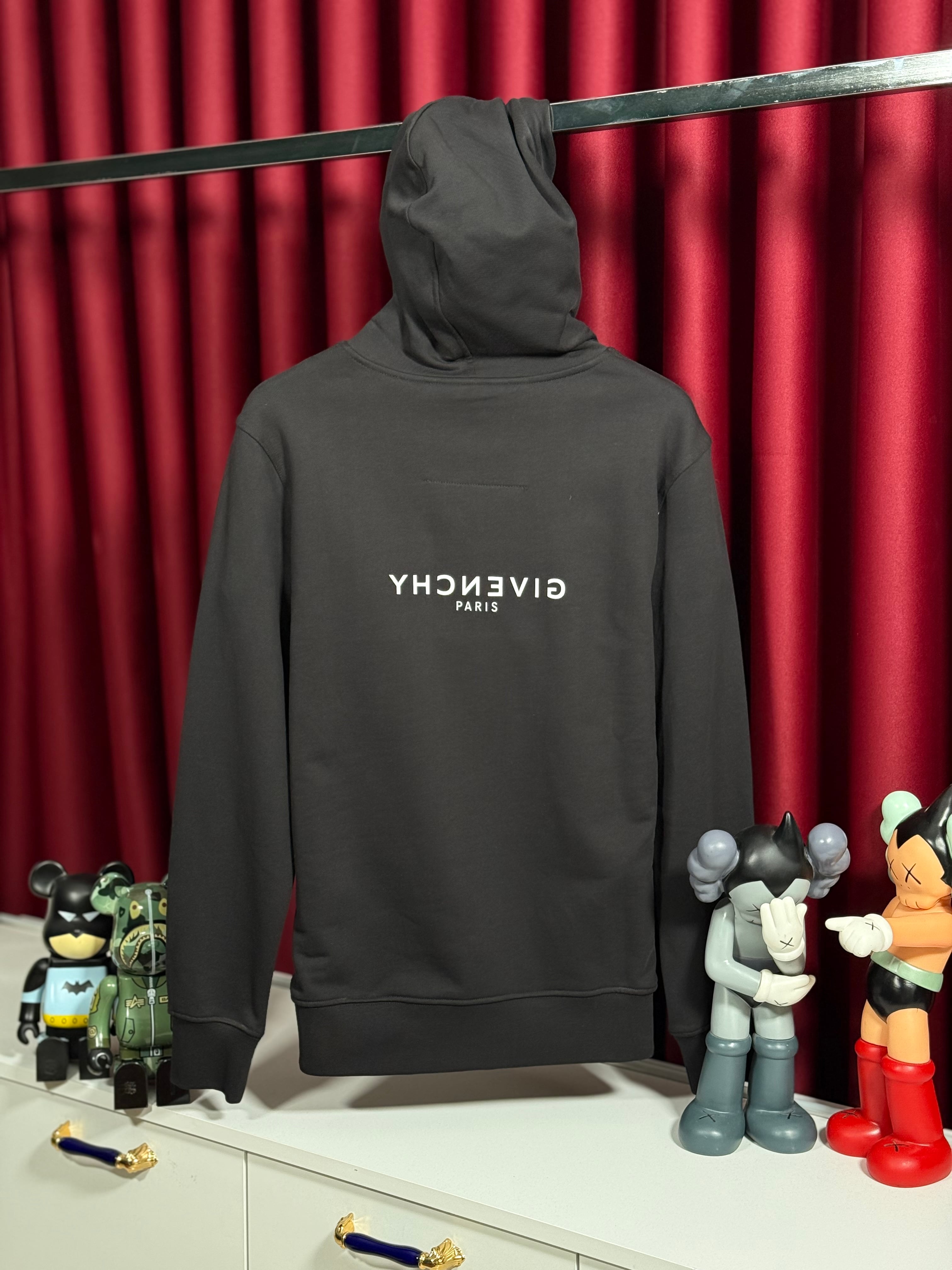 Logo Baskılı Siyah Erkek Kapşonlu Sweatshirt