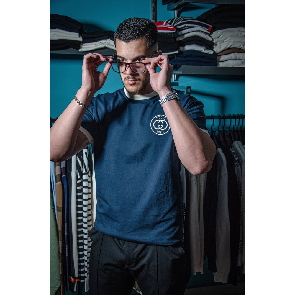 1921 Nakış Logo Detaylı Mavi Erkek T-shirt NW