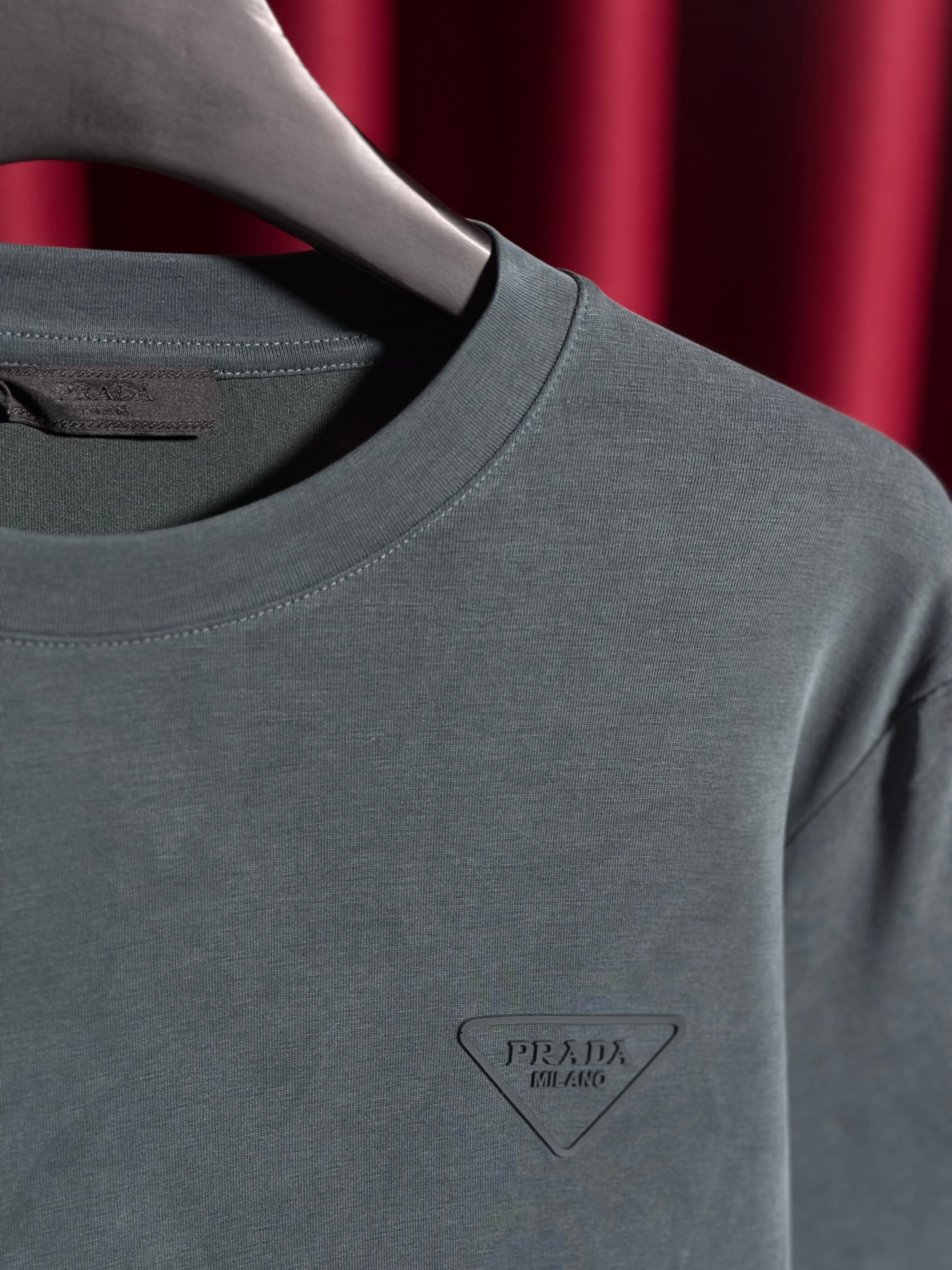 İthal Merserize Haki Logo Detaylı T-shirt