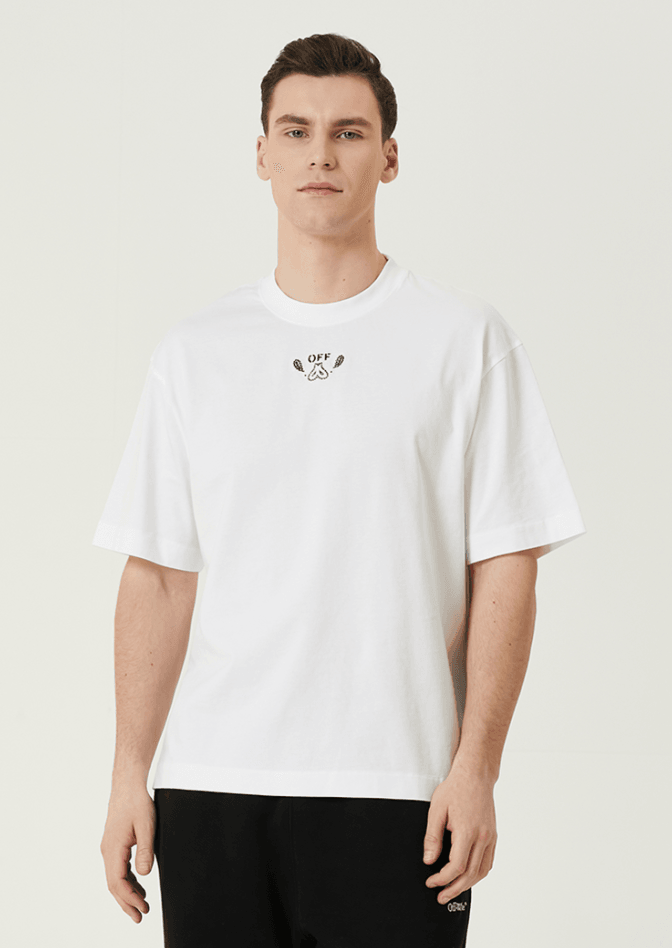 Arka Nakış Detaylı Oversize Beyaz T-shirt