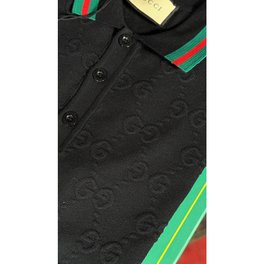 Monogram Nakış Detaylı Siyah Polo T-shirt NW