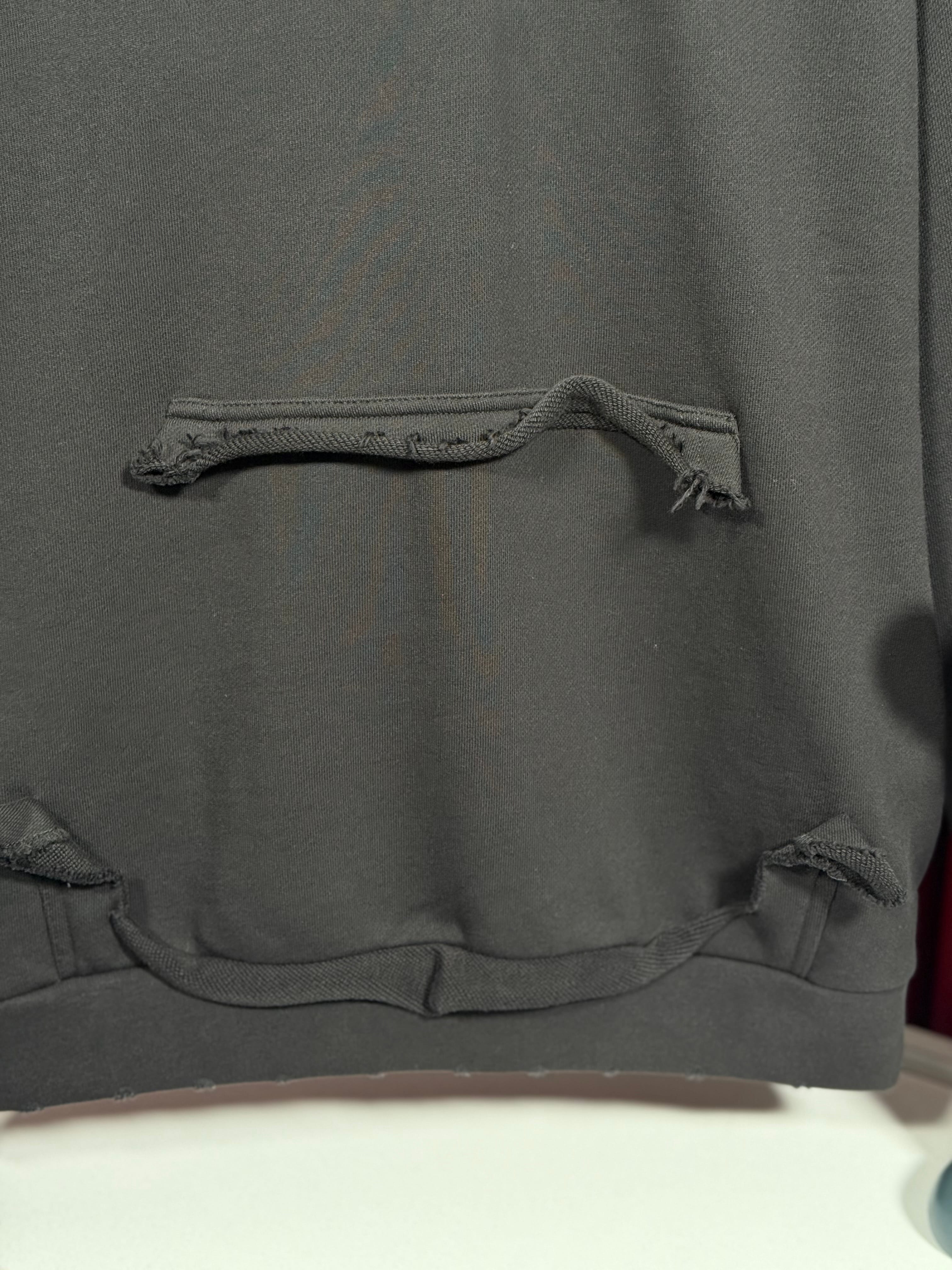 Kapşonlu Baskı Detaylı Siyah Erkek Sweatshirt