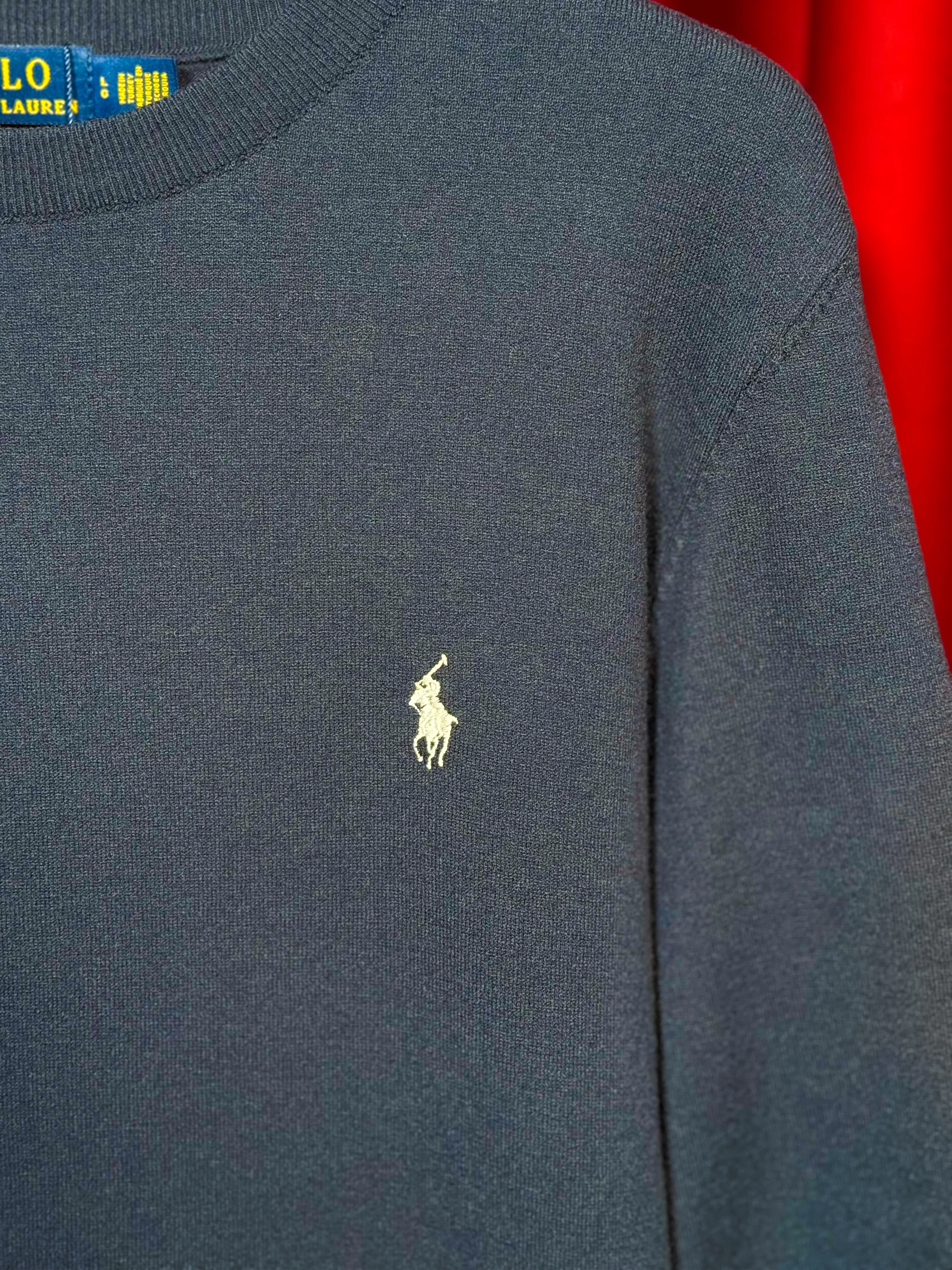 İthal Erkek Logo Detaylı Lacivert Triko Kazak