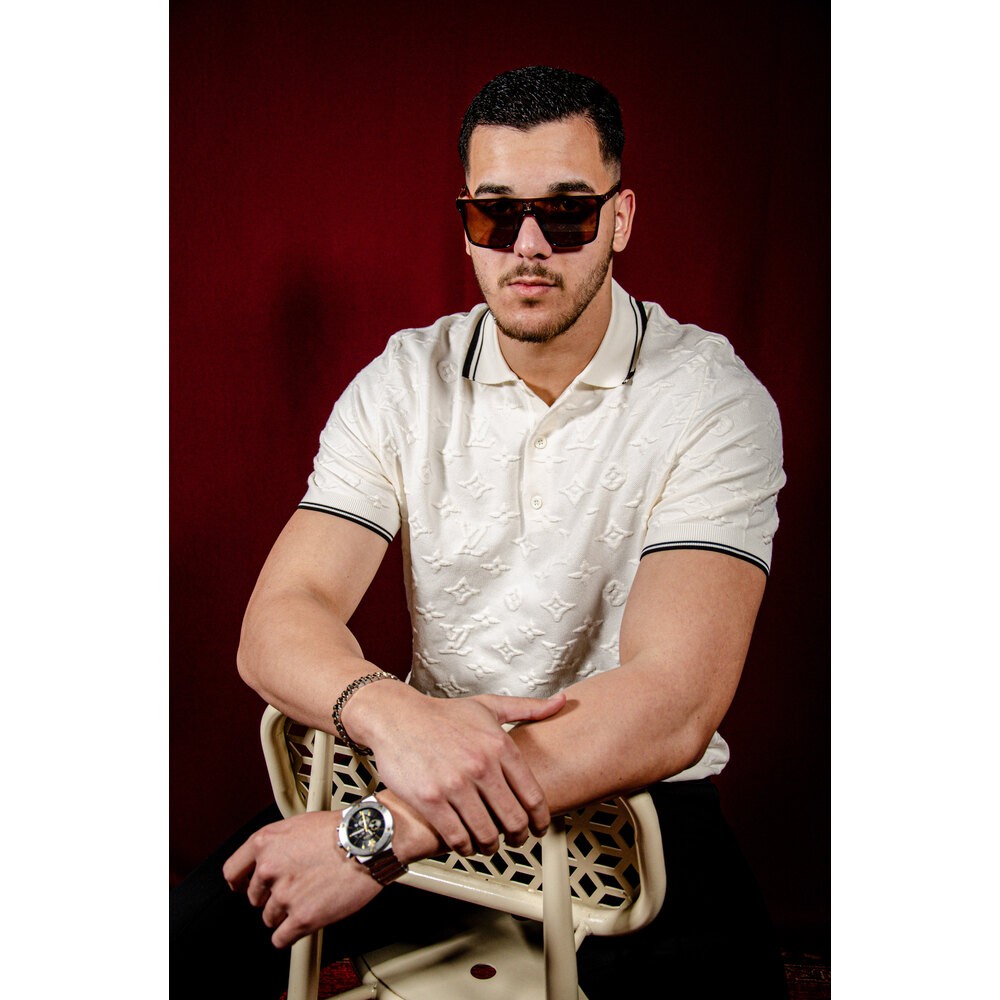 Monogram Detaylı Erkek Triko Polo T-shirt