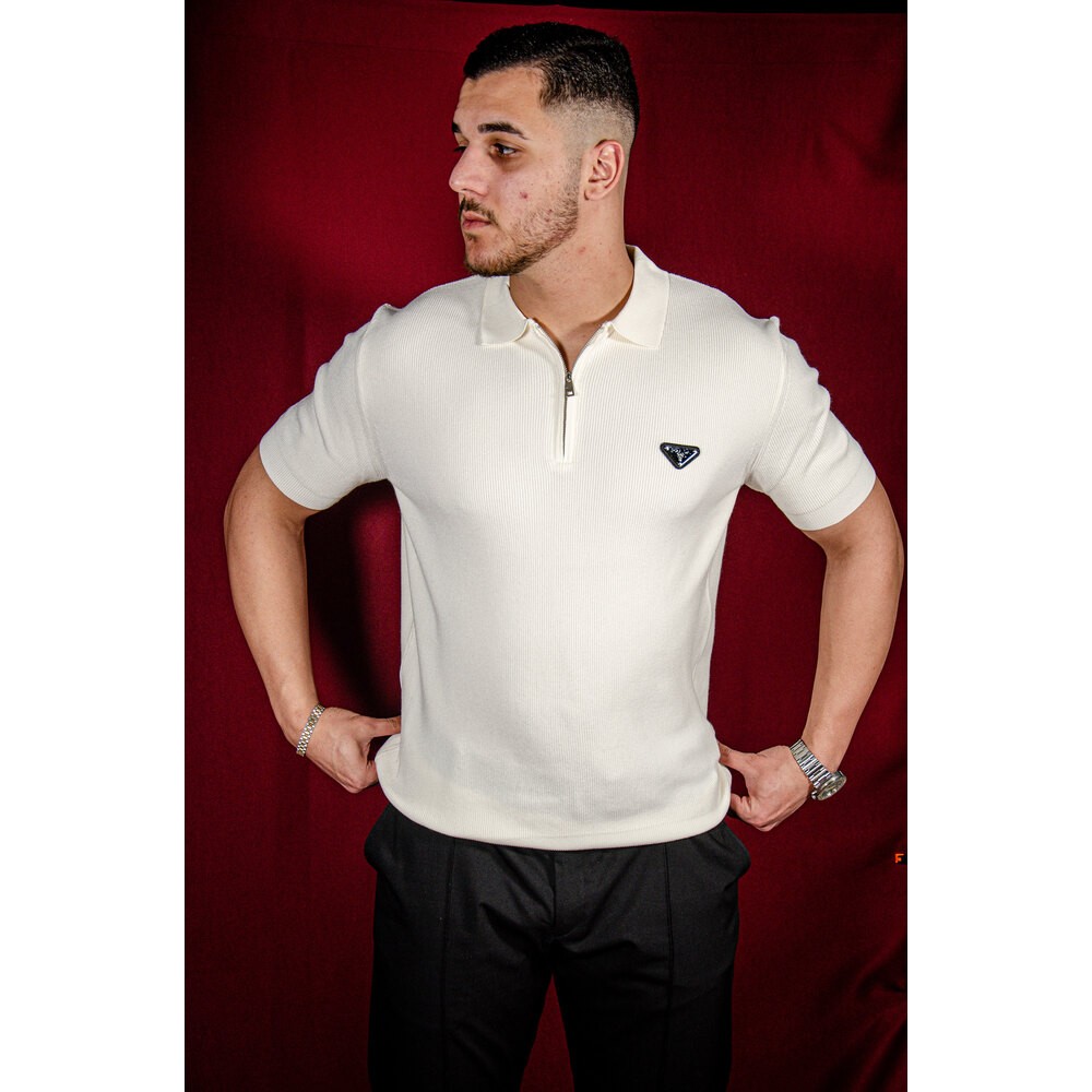 Yarım Fermuarlı Erkek Triko Polo T-shirt