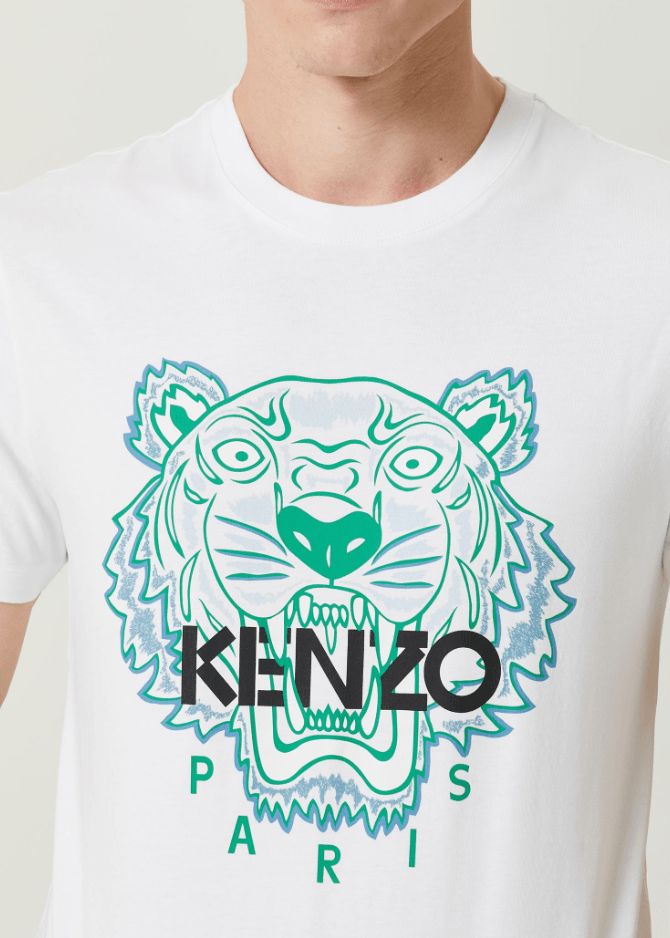 Kaplan Logo Detaylı Beyaz Erkek T-shirt NW