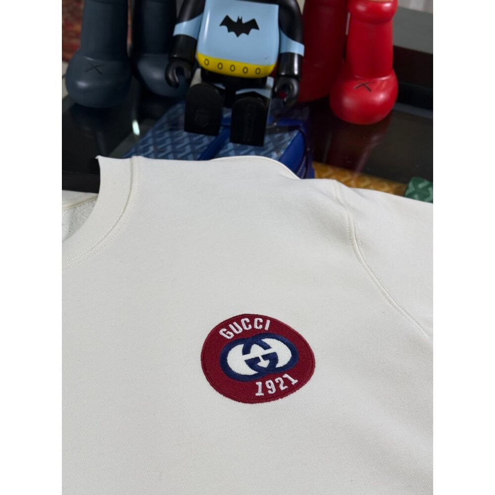 1921 Nakış Logo Detaylı Beyaz Erkek Sweatshirt