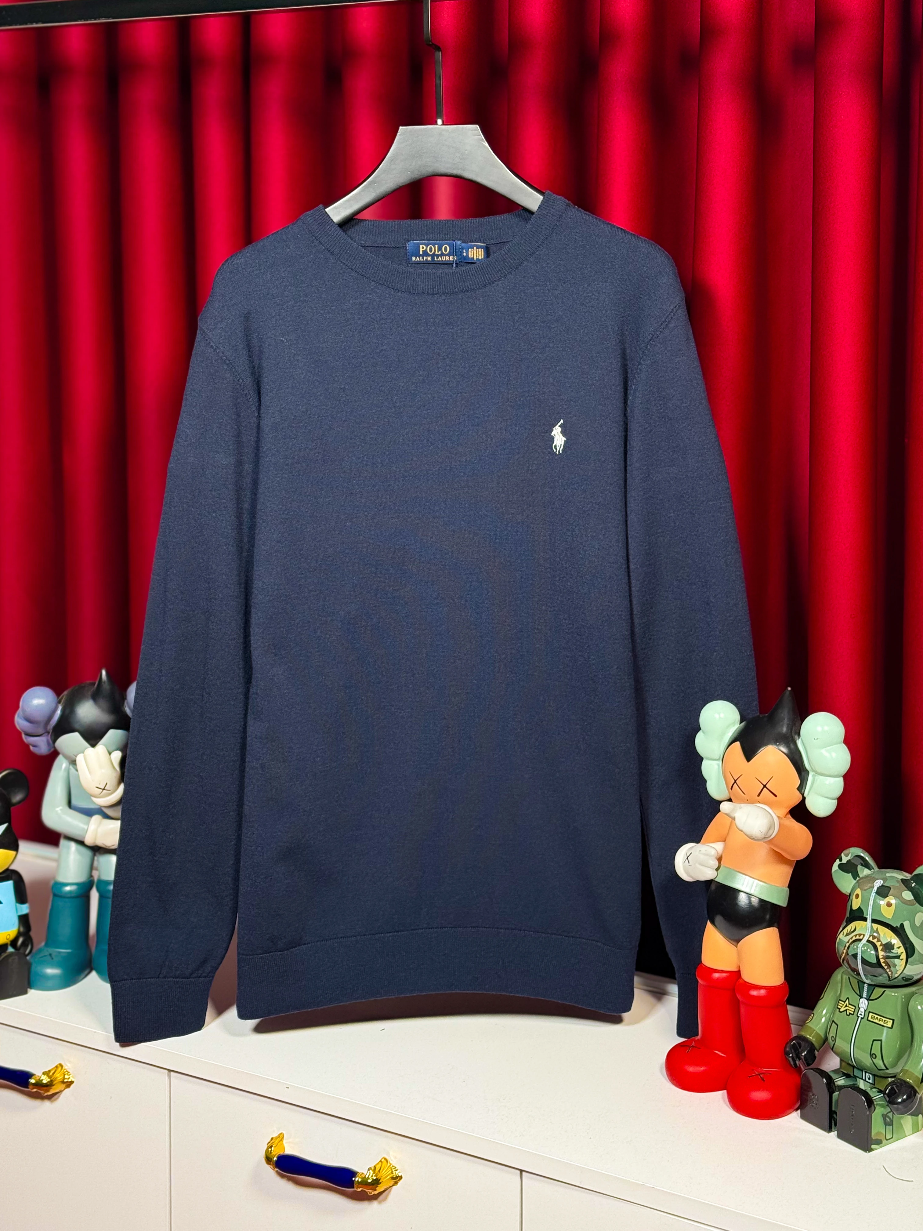 İthal Erkek Logo Detaylı Lacivert Triko Kazak