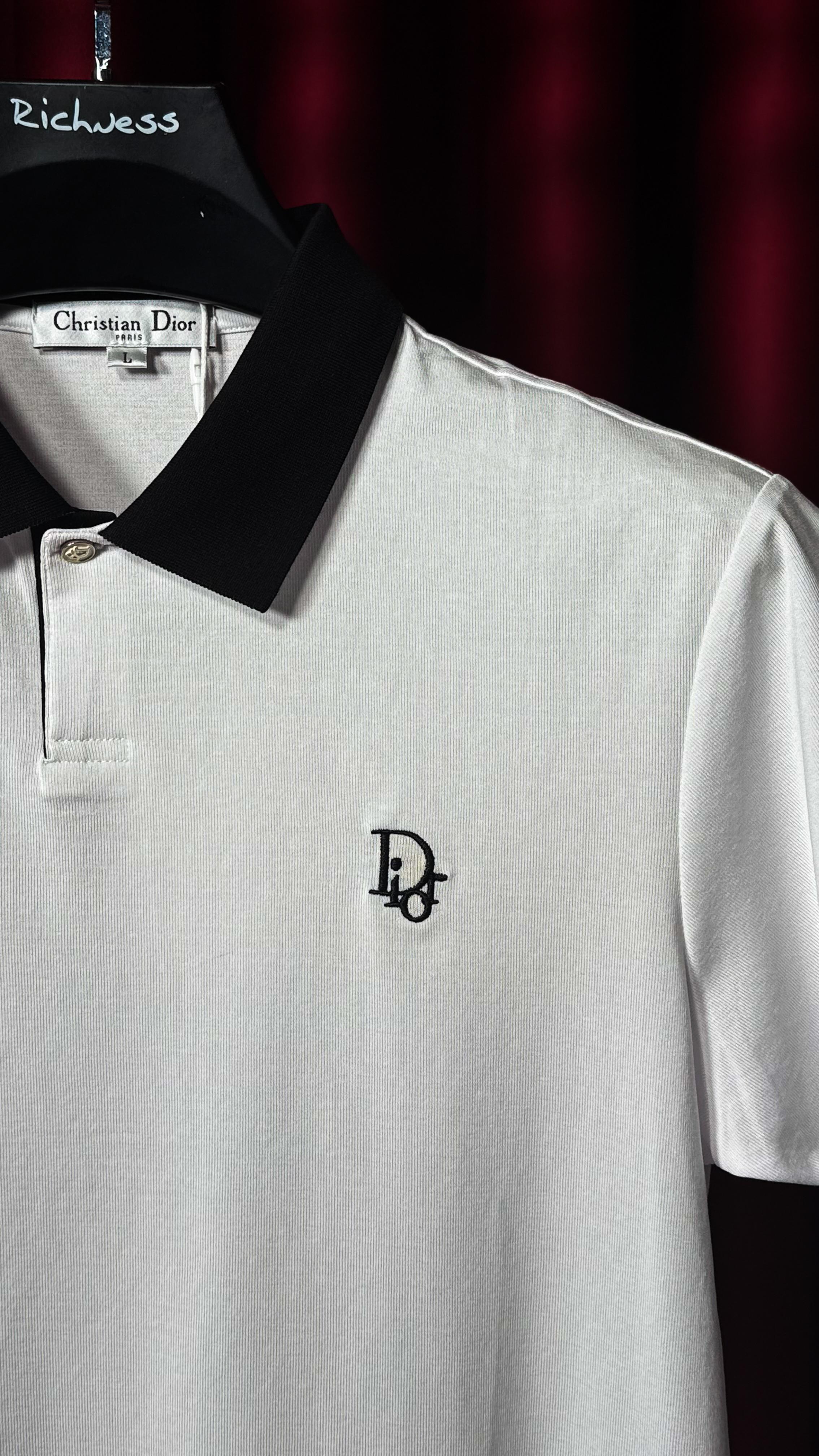 İthal Nakış Logo Detaylı Beyaz Polo Yaka T-shirt