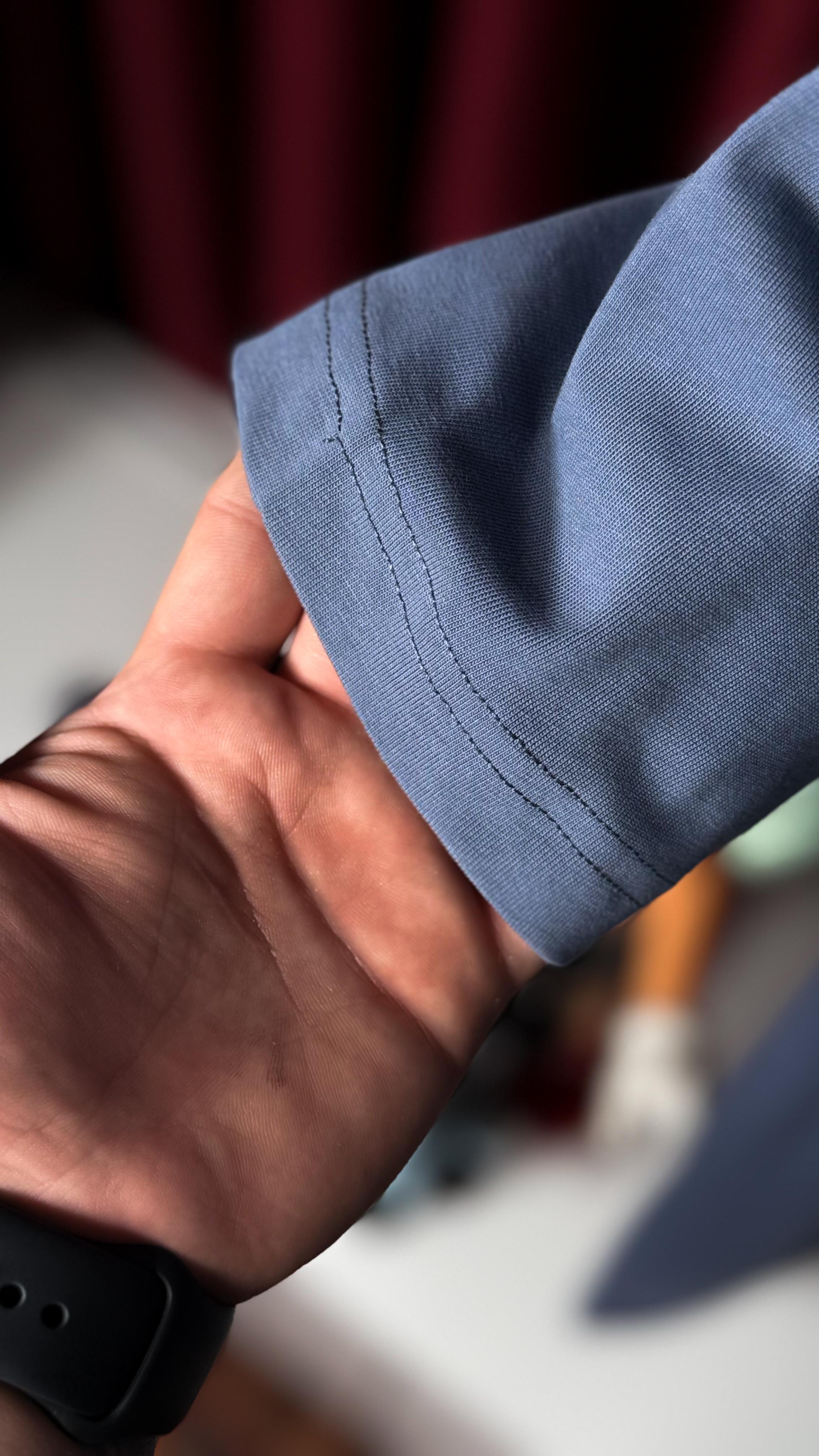 Nakış Logo Detaylı Mavi Erkek T-shirt