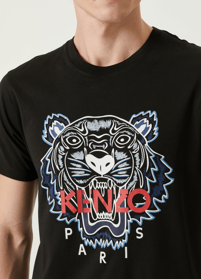 Kaplan Logo Detaylı Siyah Erkek T-shirt NW