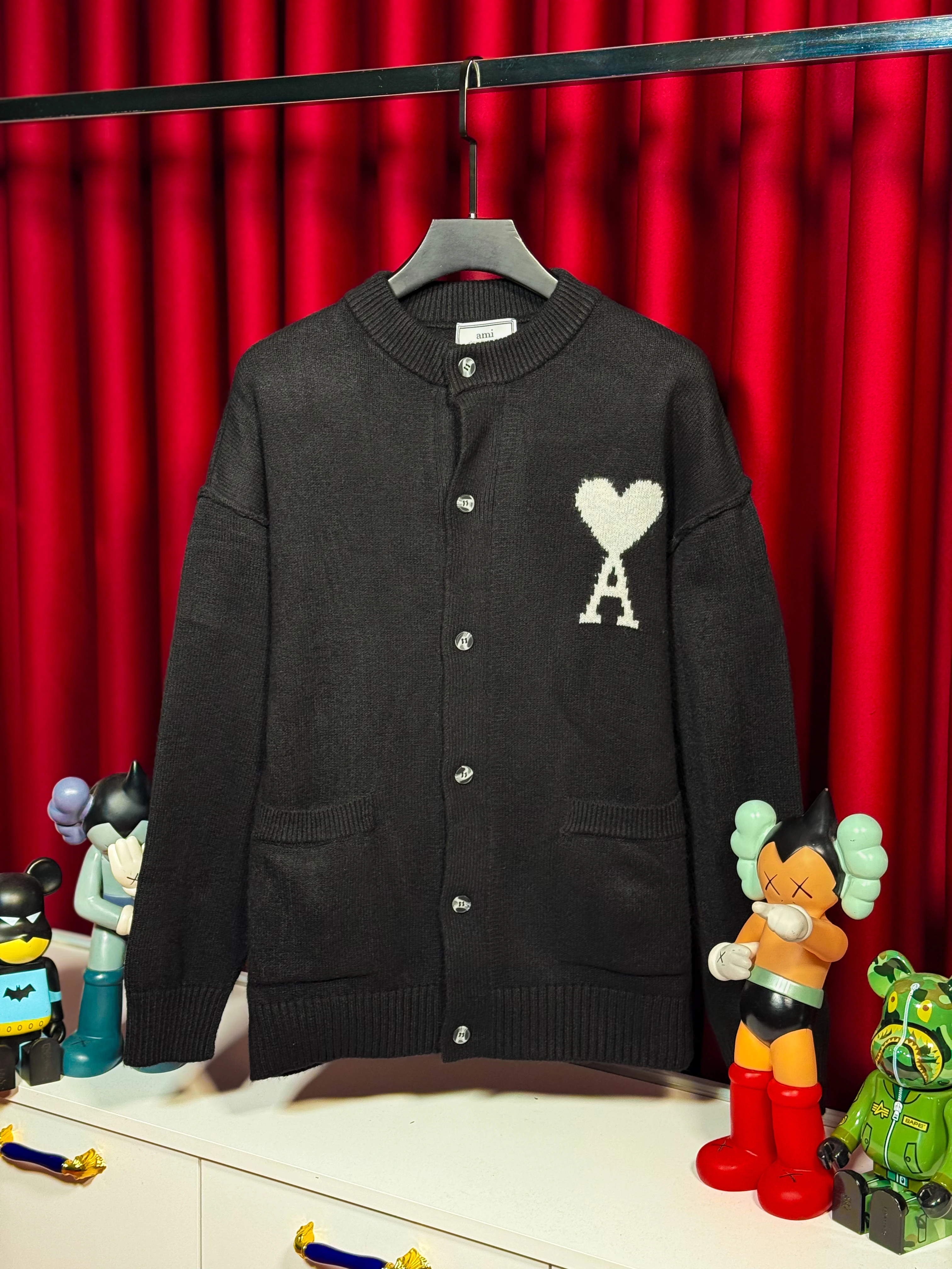 Erkek Siyah Oversize Hırka - A Patch Detaylı