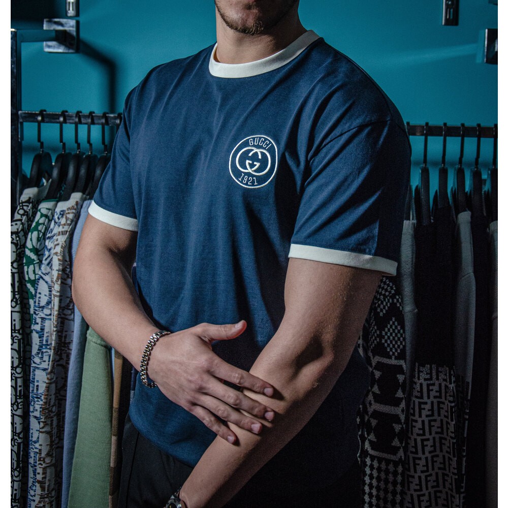 1921 Nakış Logo Detaylı Mavi Erkek T-shirt NW