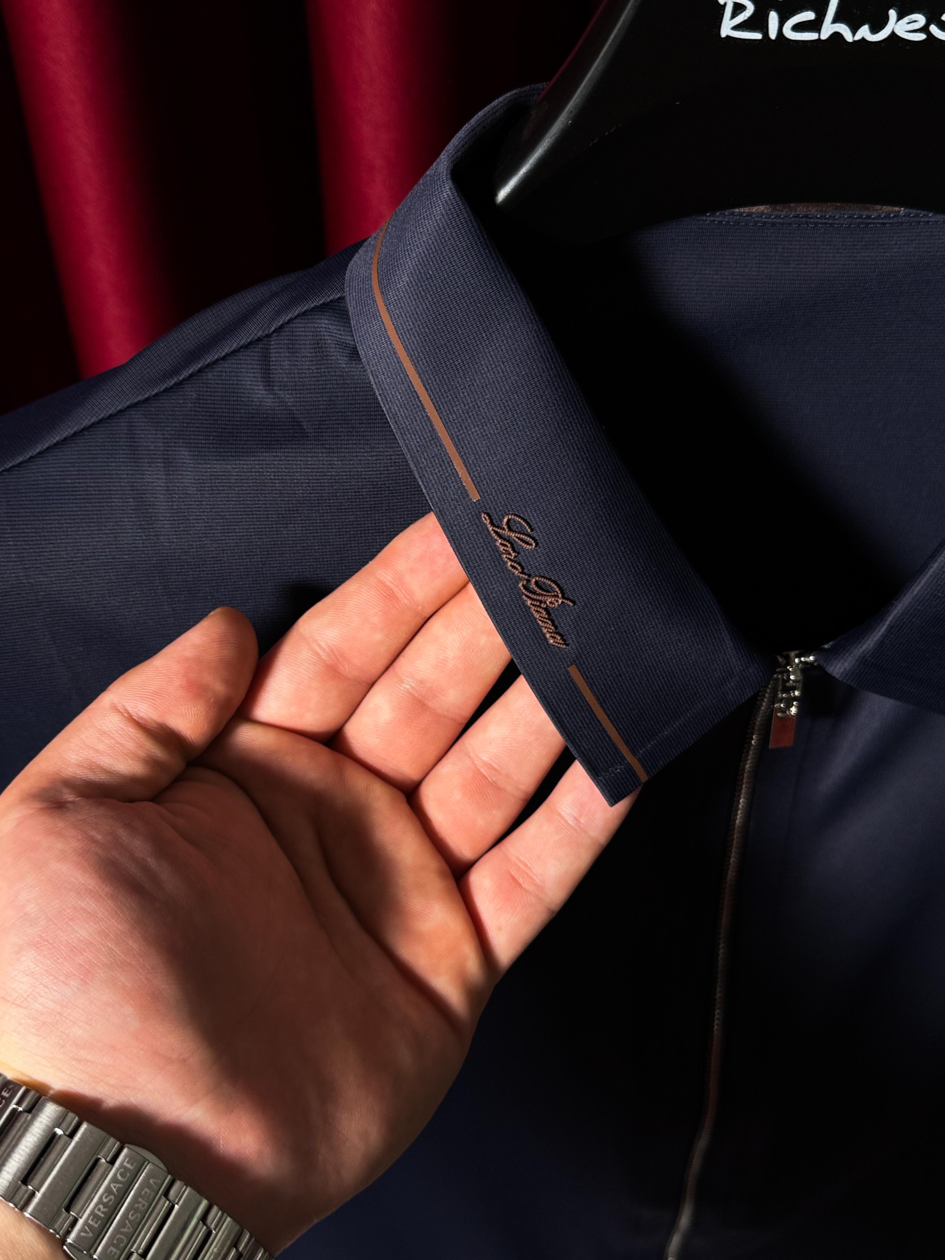 İthal Fermuarlı Nakış Logo Detaylı Polo T-shirt
