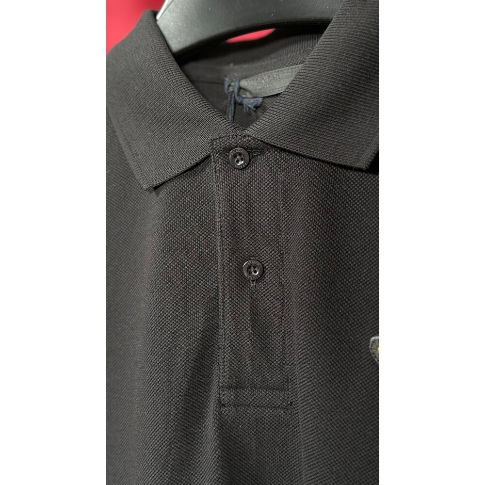 Altın Logo Detaylı Erkek Siyah Polo T-shirt NW