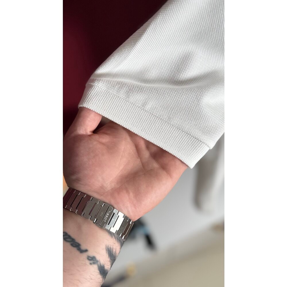 Altın Logo Detaylı Erkek Beyaz Polo T-shirt NW