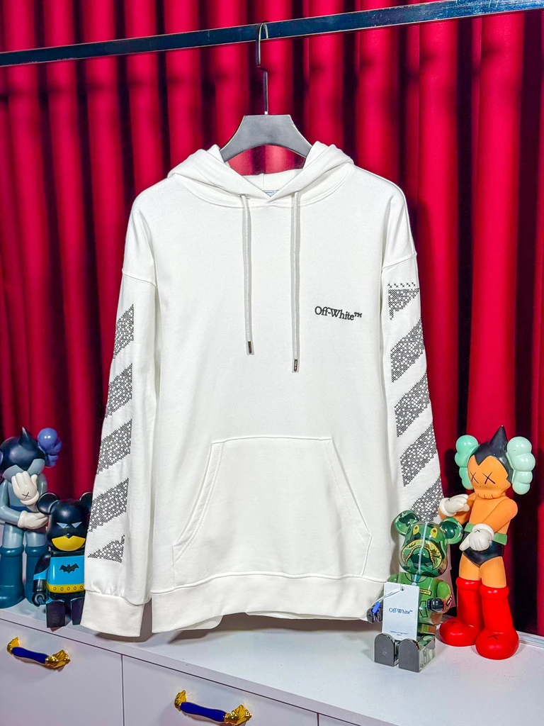 Beyaz Stripe Detaylı Oversize Hoodie