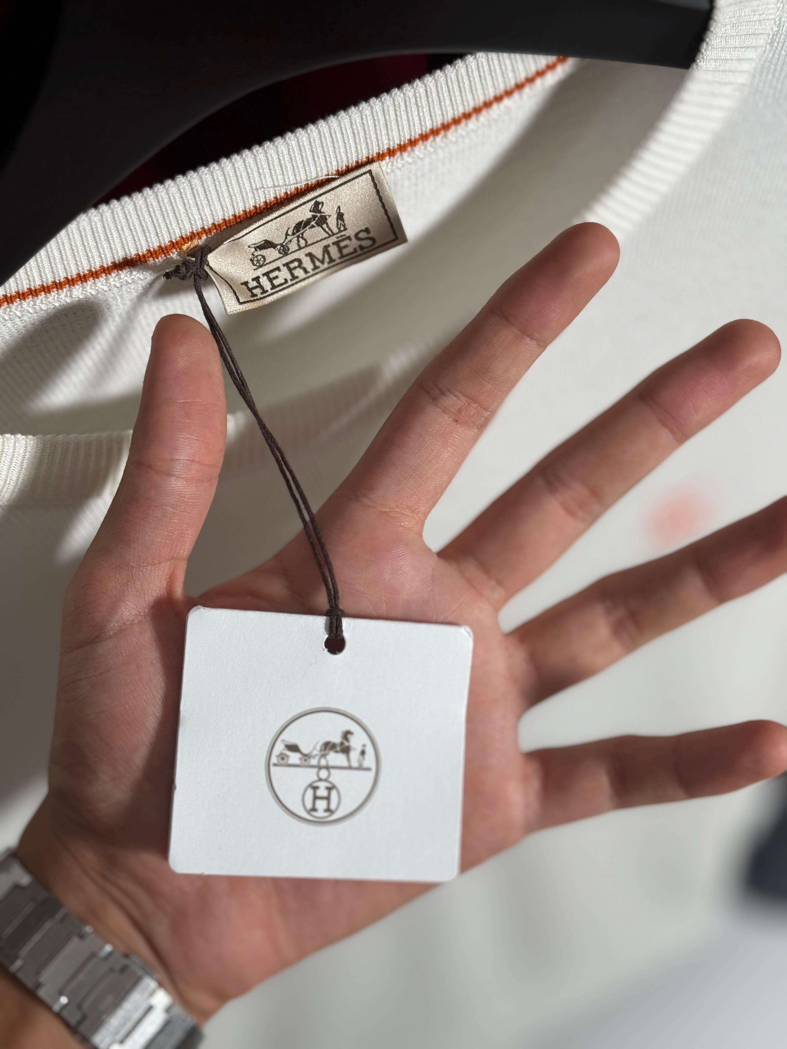 Turuncu Nakış Logo Detaylı Erkek Triko Kazak