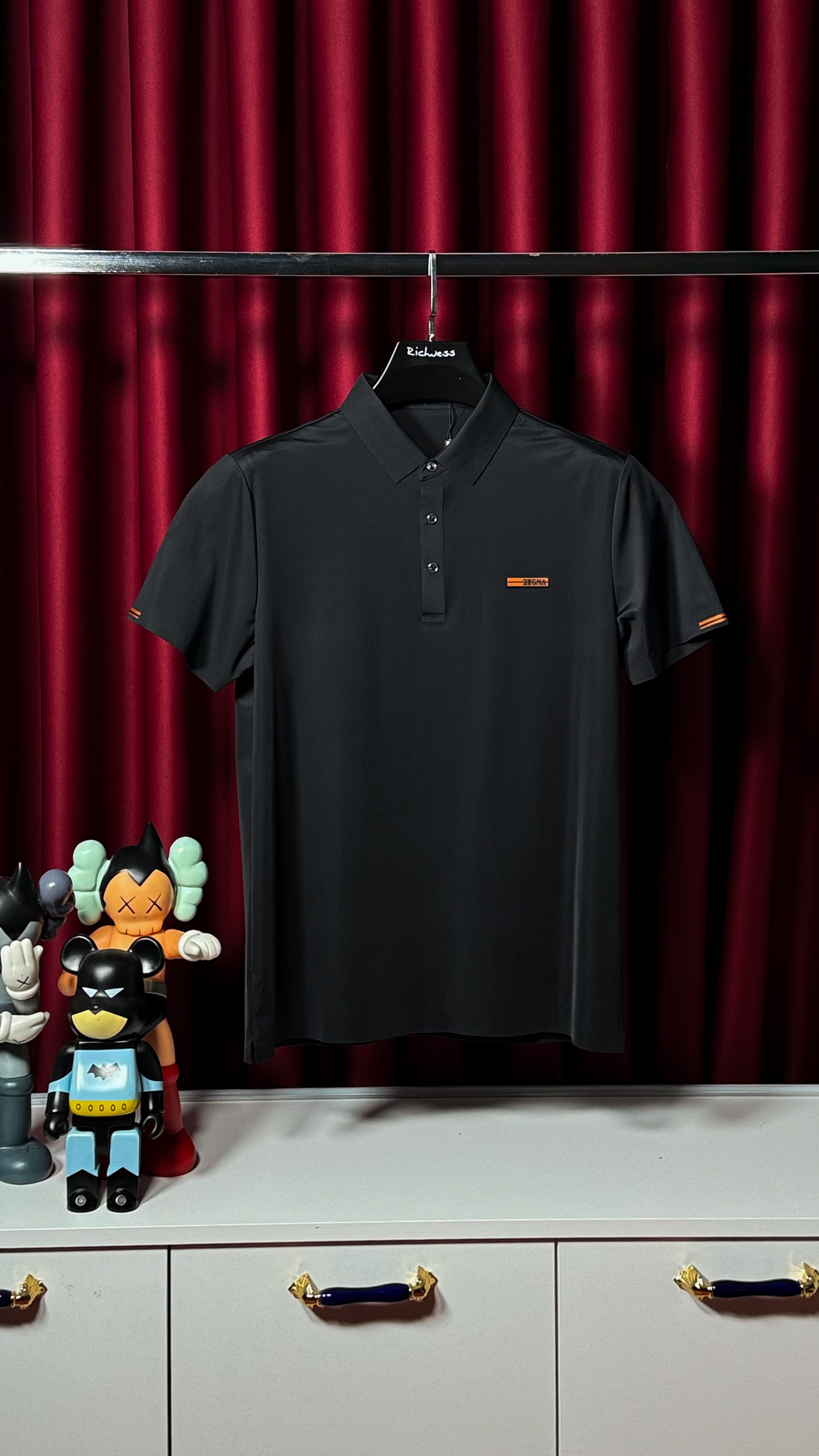 İthal Nakış Logo Detaylı Siyah Polo Yaka T-shirt