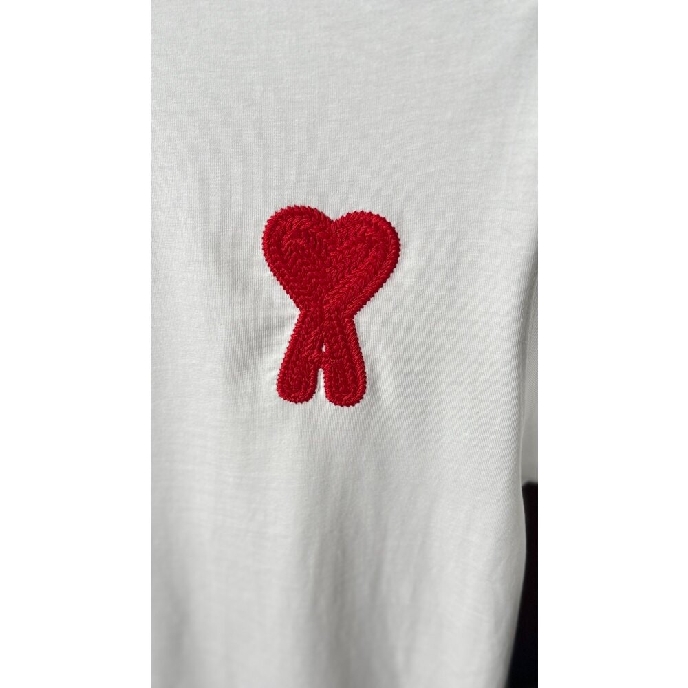 Kalp Logo Nakış İşlemeli Oversize Beyaz Erkek T-shirt NW