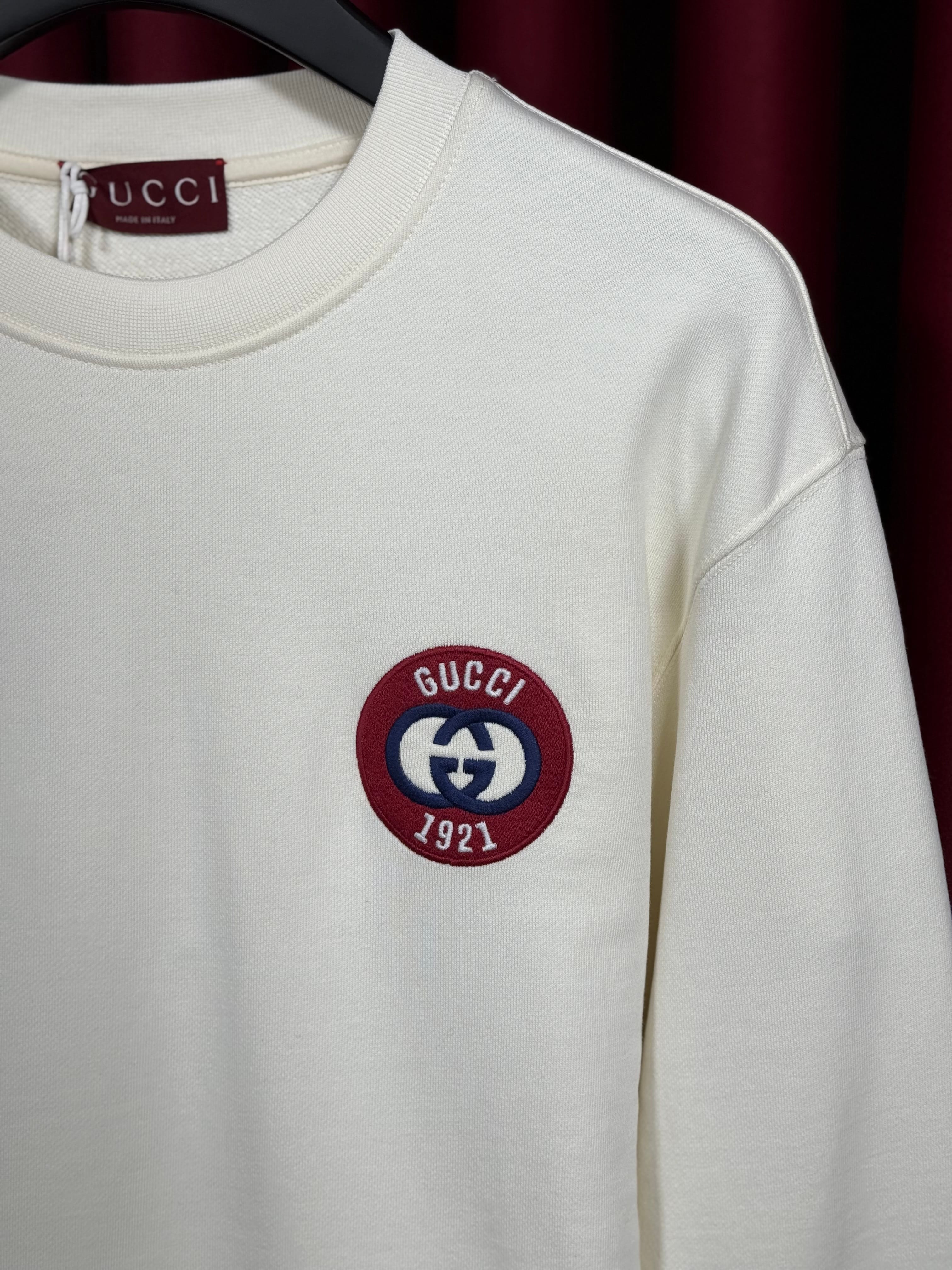 1921 Nakış Logo Detaylı Beyaz Erkek Sweatshirt