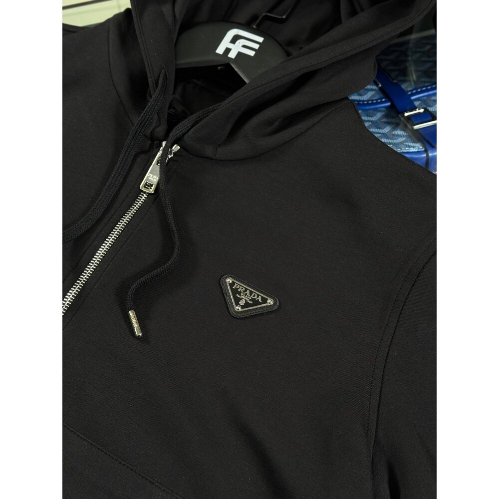 Tam Fermuarlı Siyah Erkek Sweatshirt