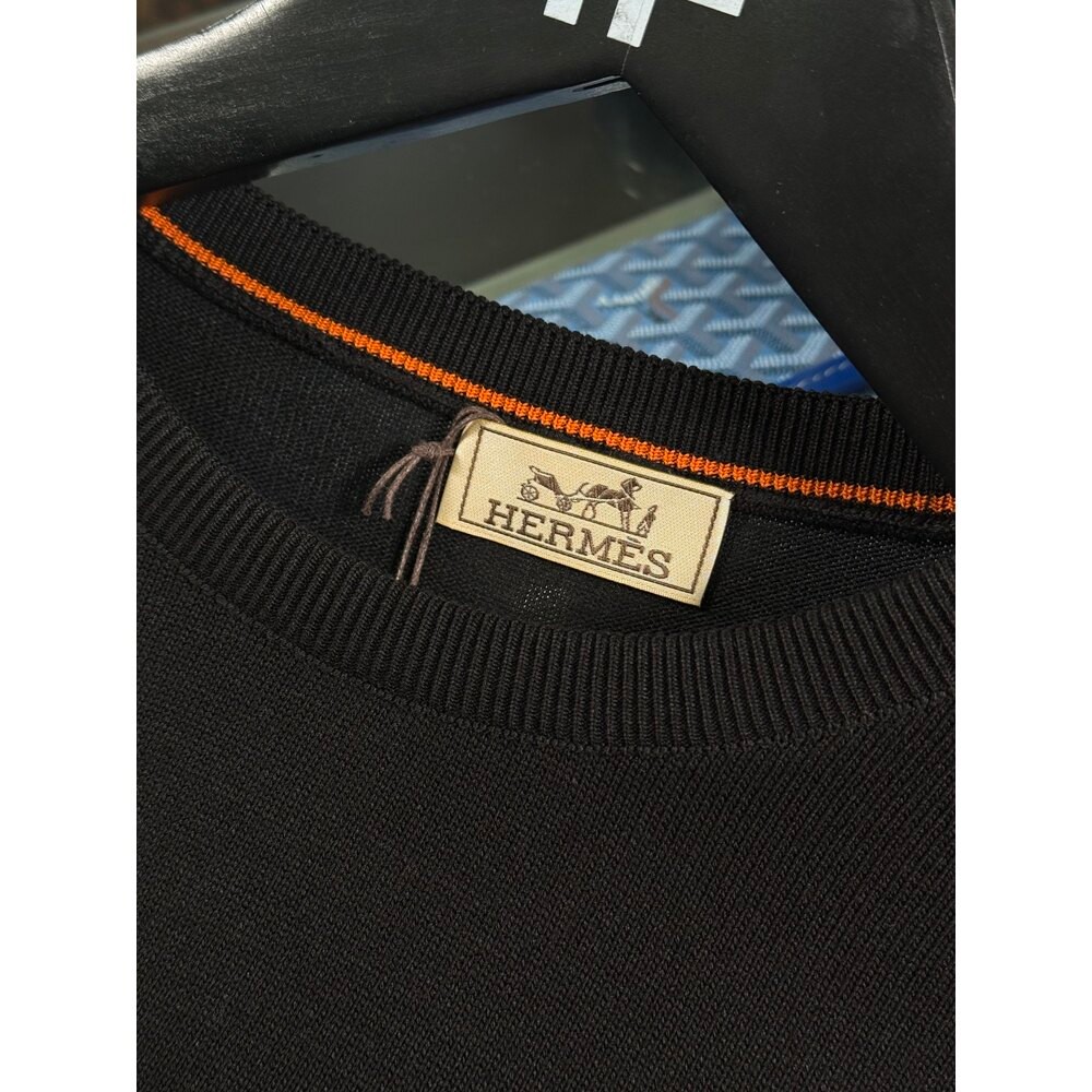 Turuncu Nakış Logo İşlemeli Erkek Triko Kazak