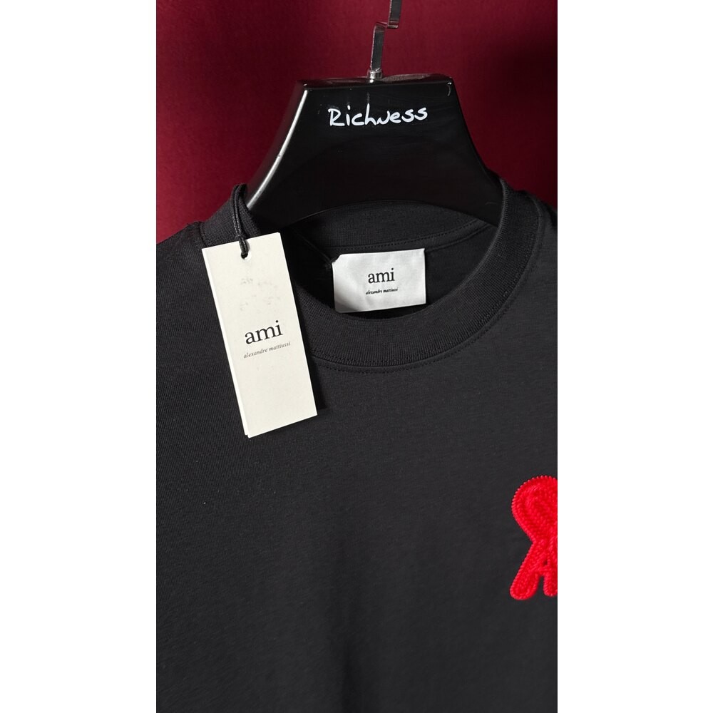 Kalp Logo Nakış İşlemeli Oversize Siyah Erkek T-shirt NW